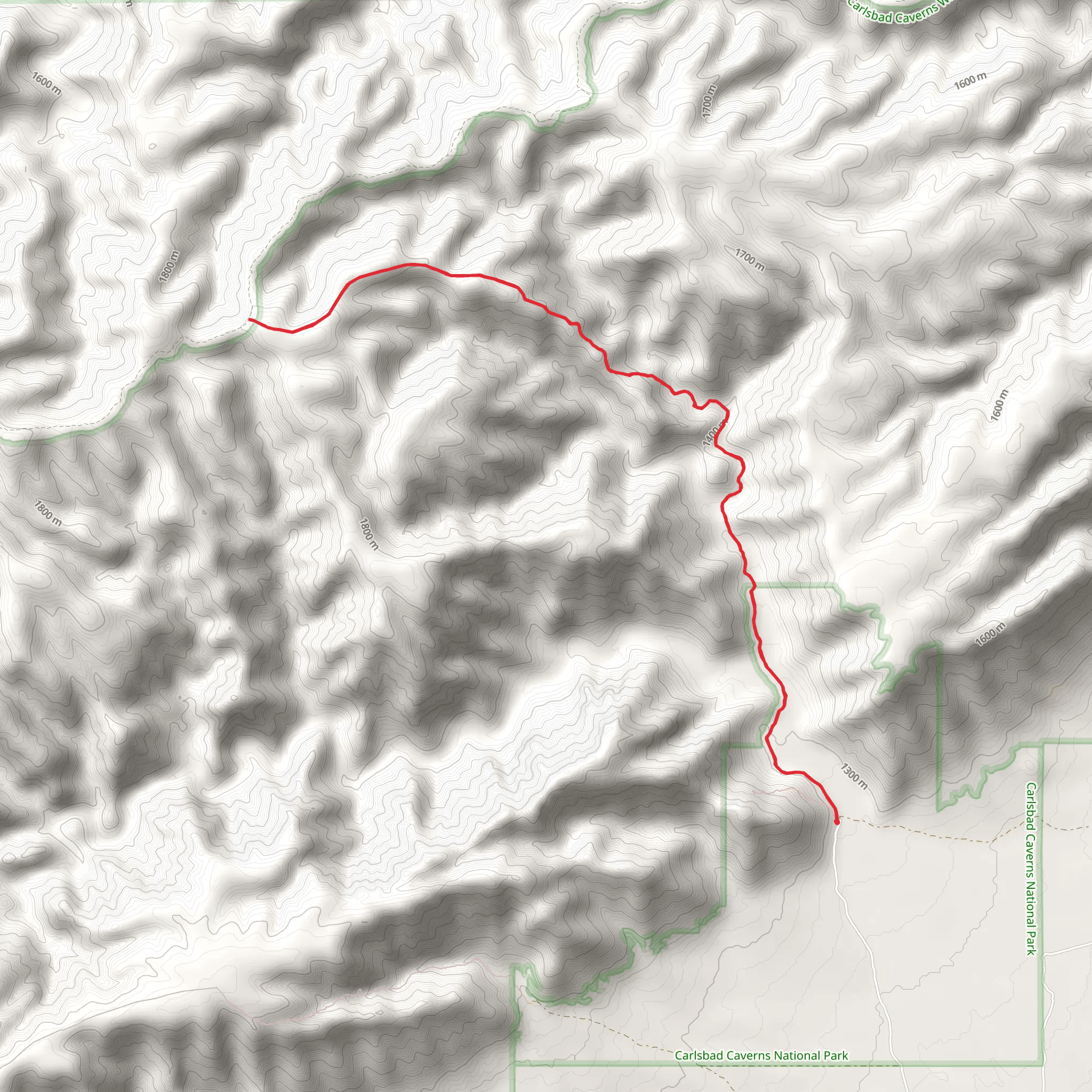 North Slaughter Canyon Trail mobile static map