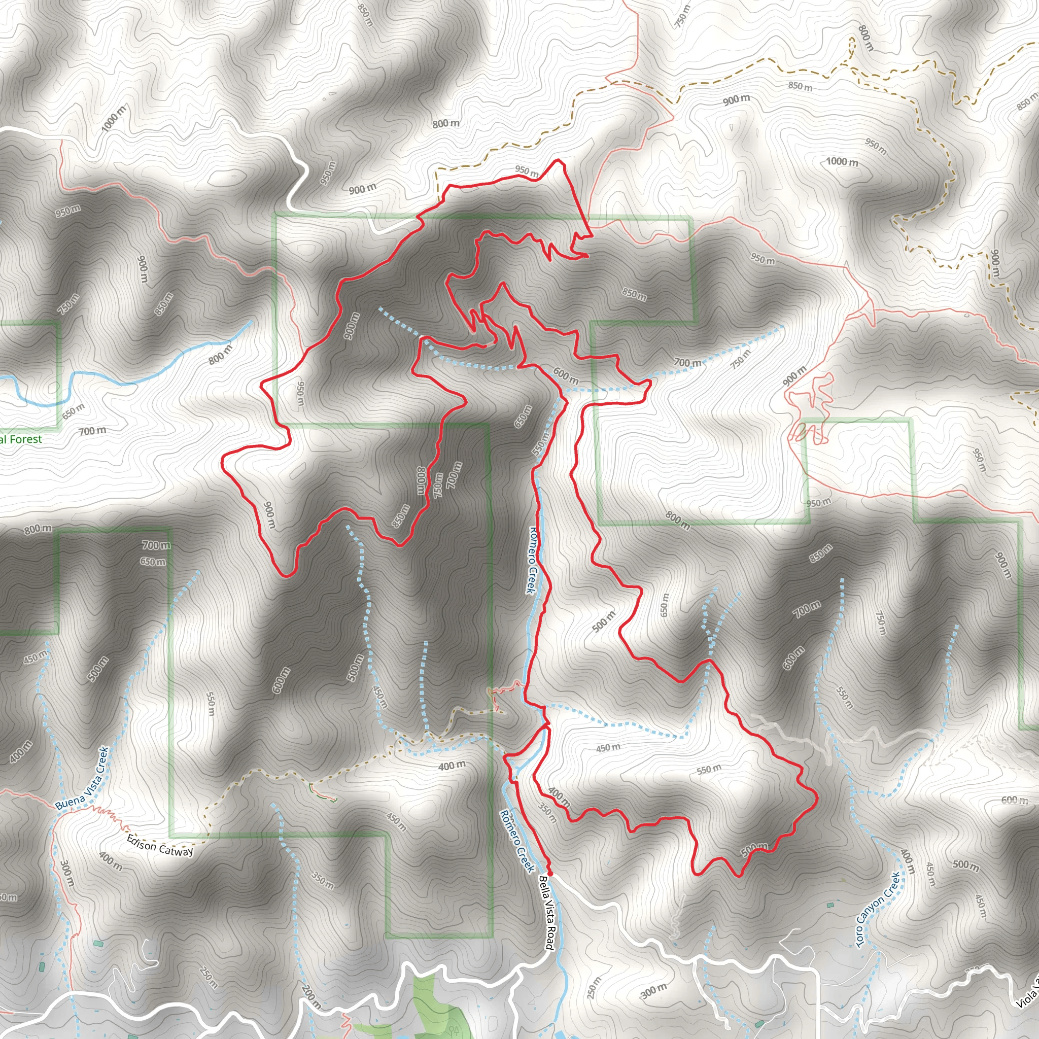 Romero Canyon Trail mobile static map