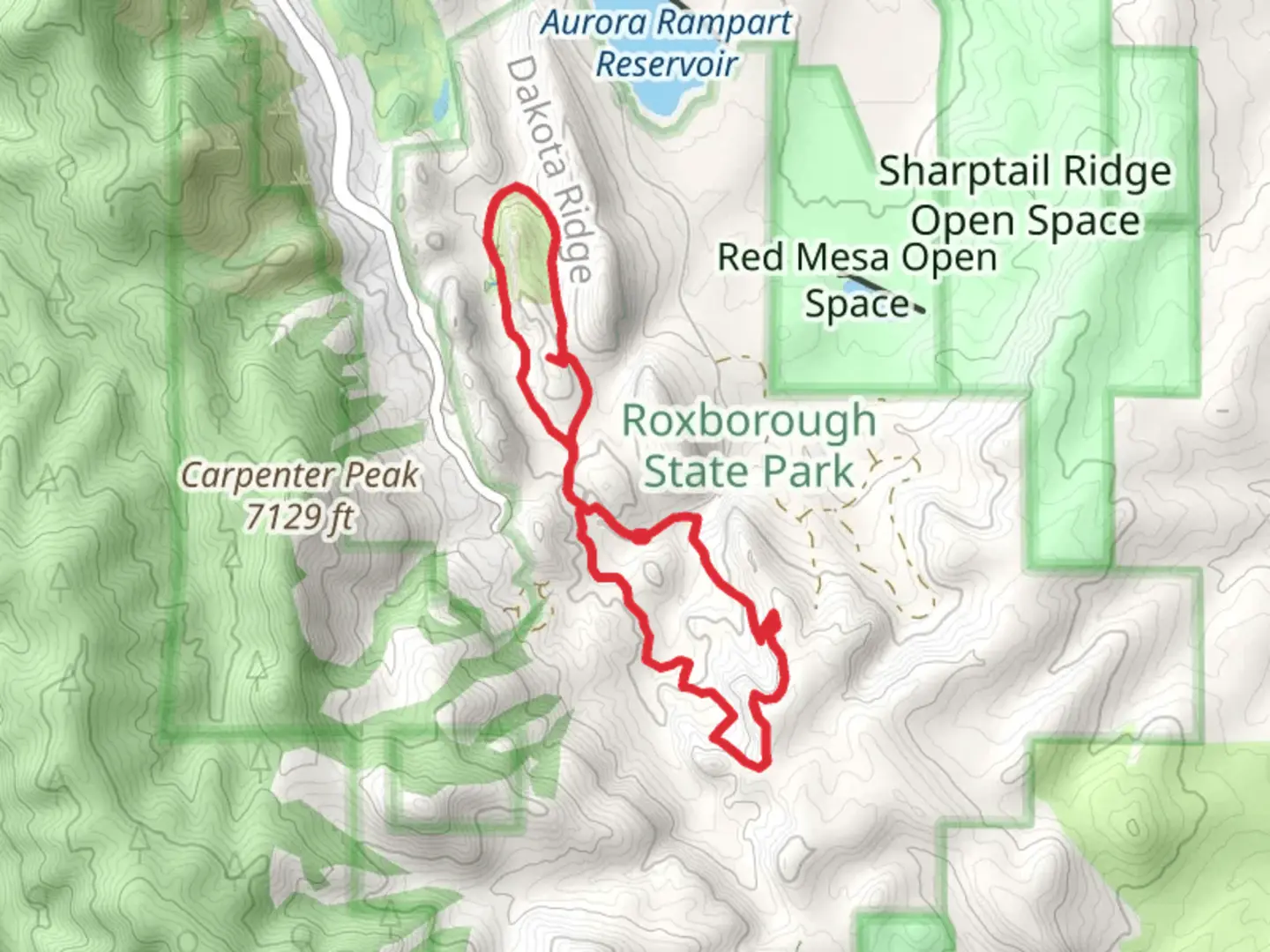 An image depicting the trail Willow Creek Trail and Fountain Valley Trail Loop and its surrounding area.