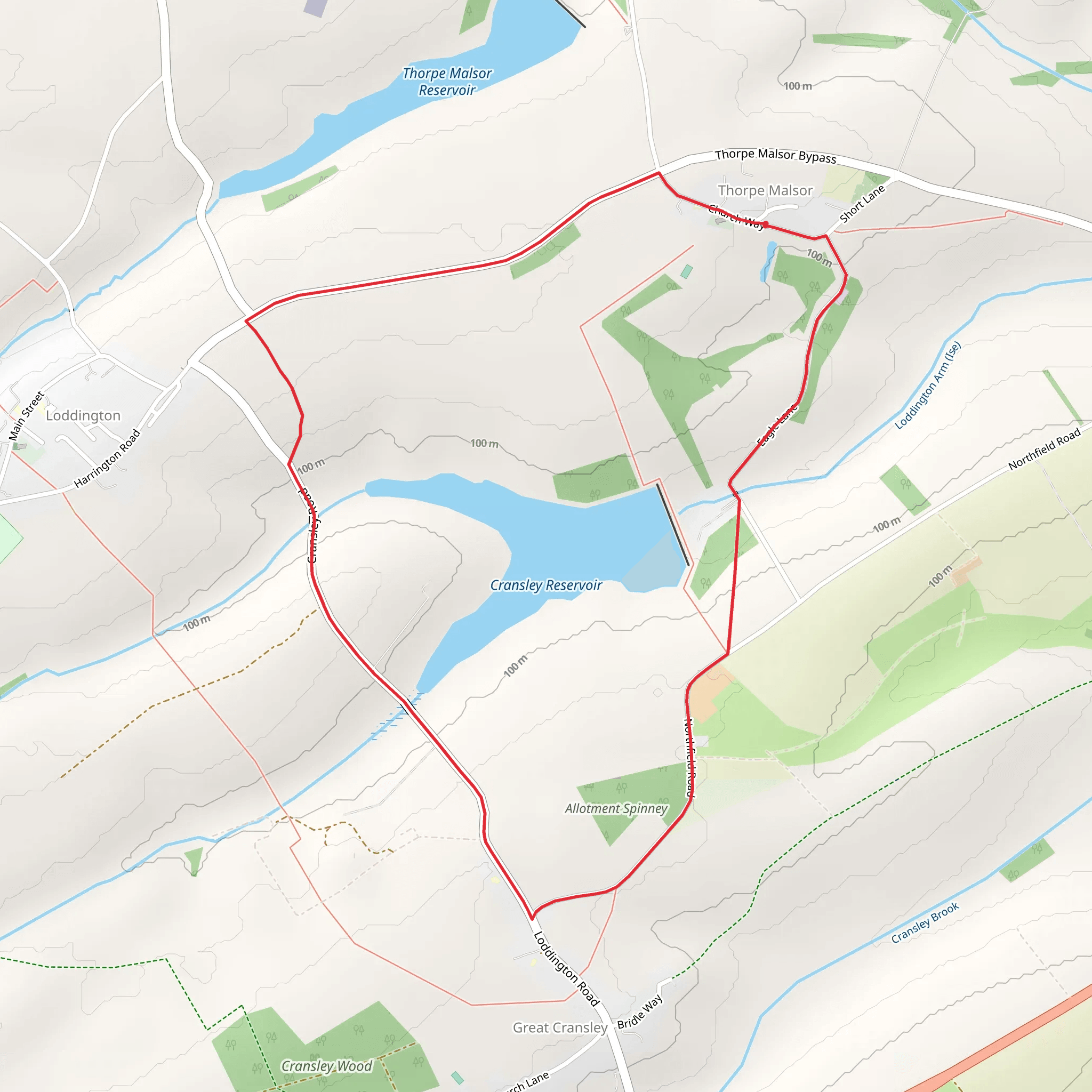 Cransley Reservoir and Allotment Spinney mobile static map