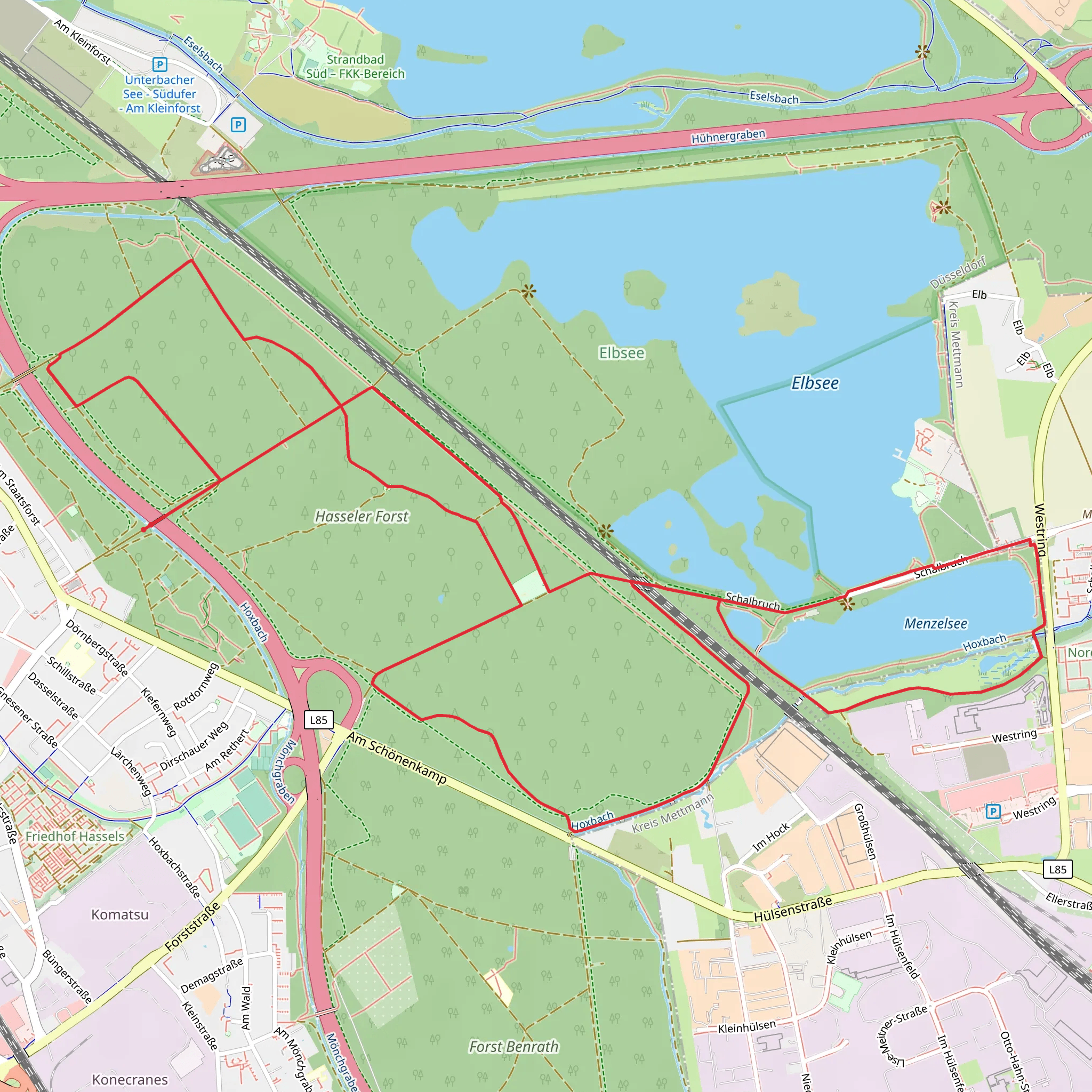 Hasseler Forst and Menzelsee Loop mobile static map