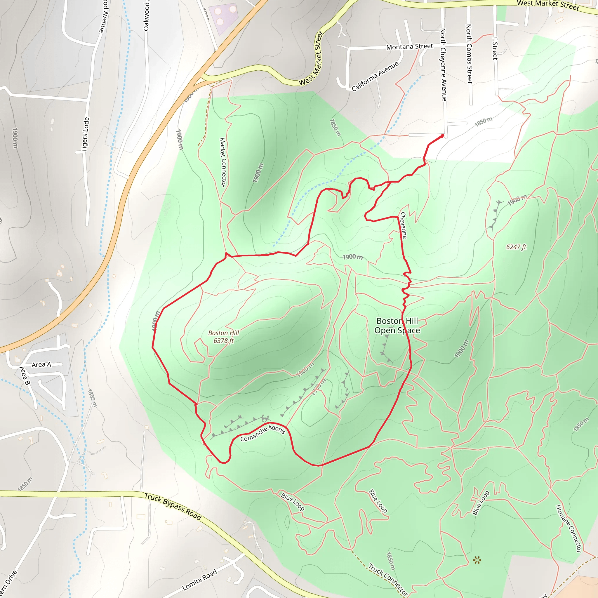 Boston Hill Loop - Boston Hill Open Space mobile static map