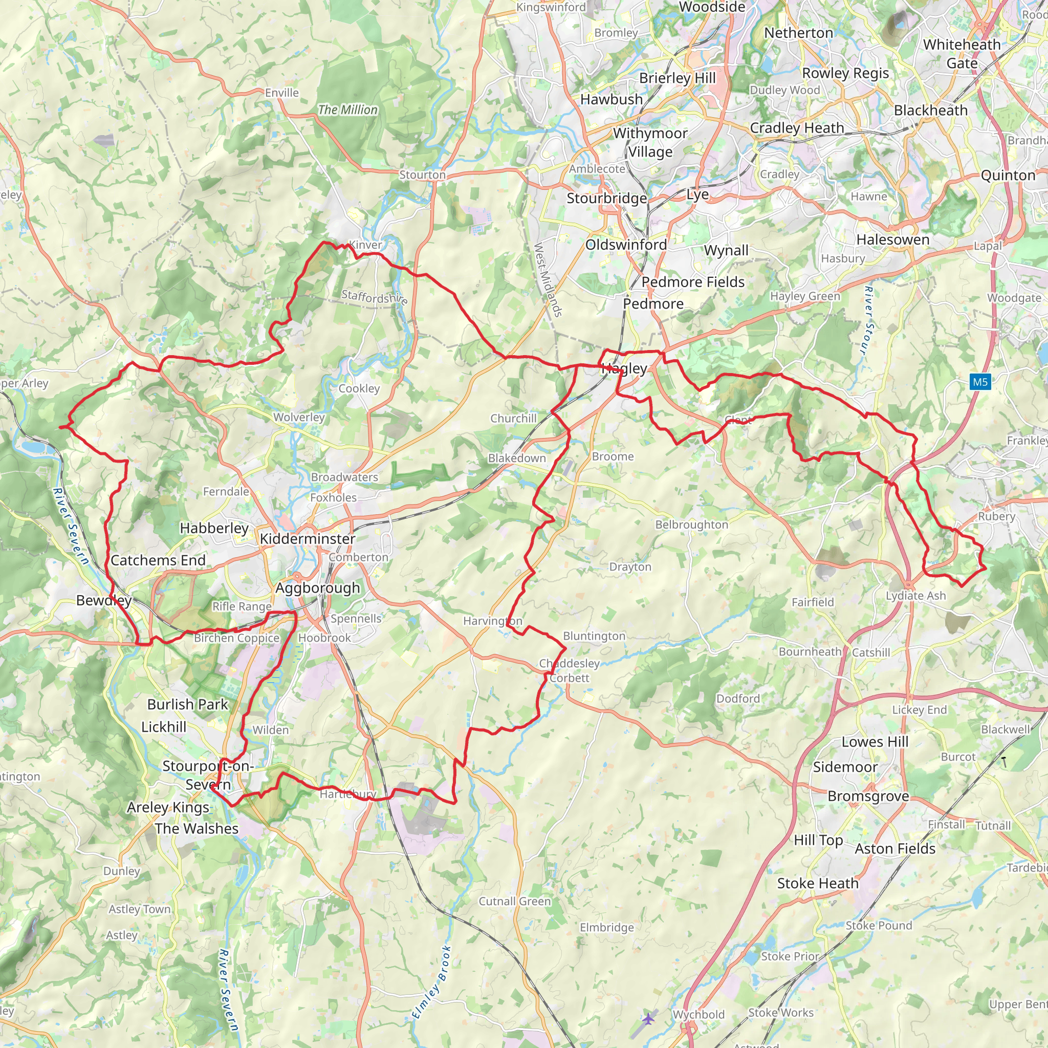 North Worcestershire 50 mile Loop mobile static map