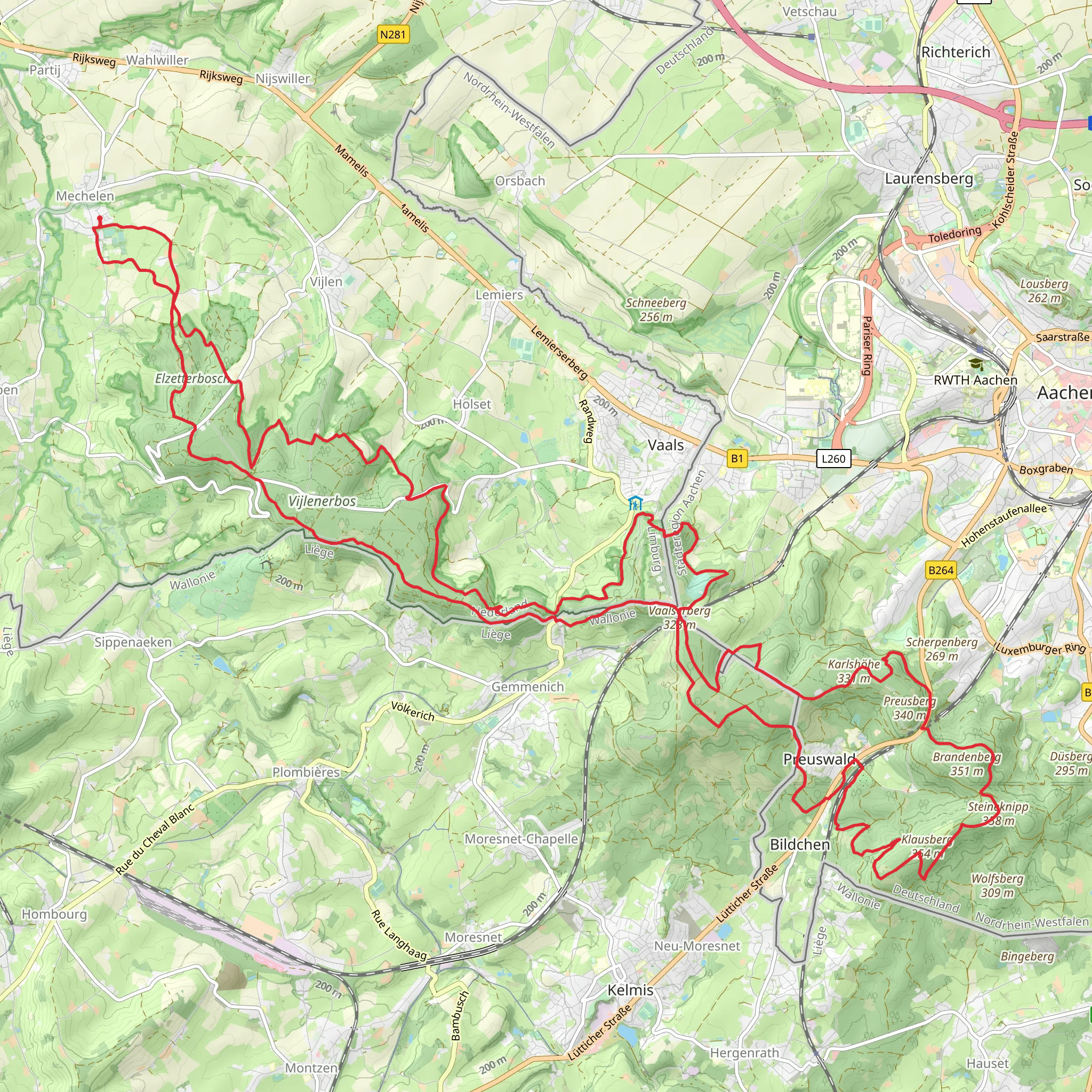 Kerperbosch, Holsetterbosch, Preusbosch and Elzetterbosch Loop mobile static map