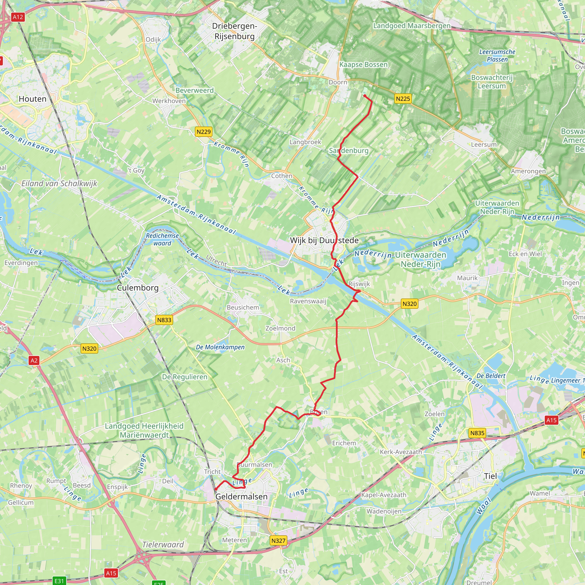 Geldermalsen to Doorn via Zandbergse Weg mobile static map