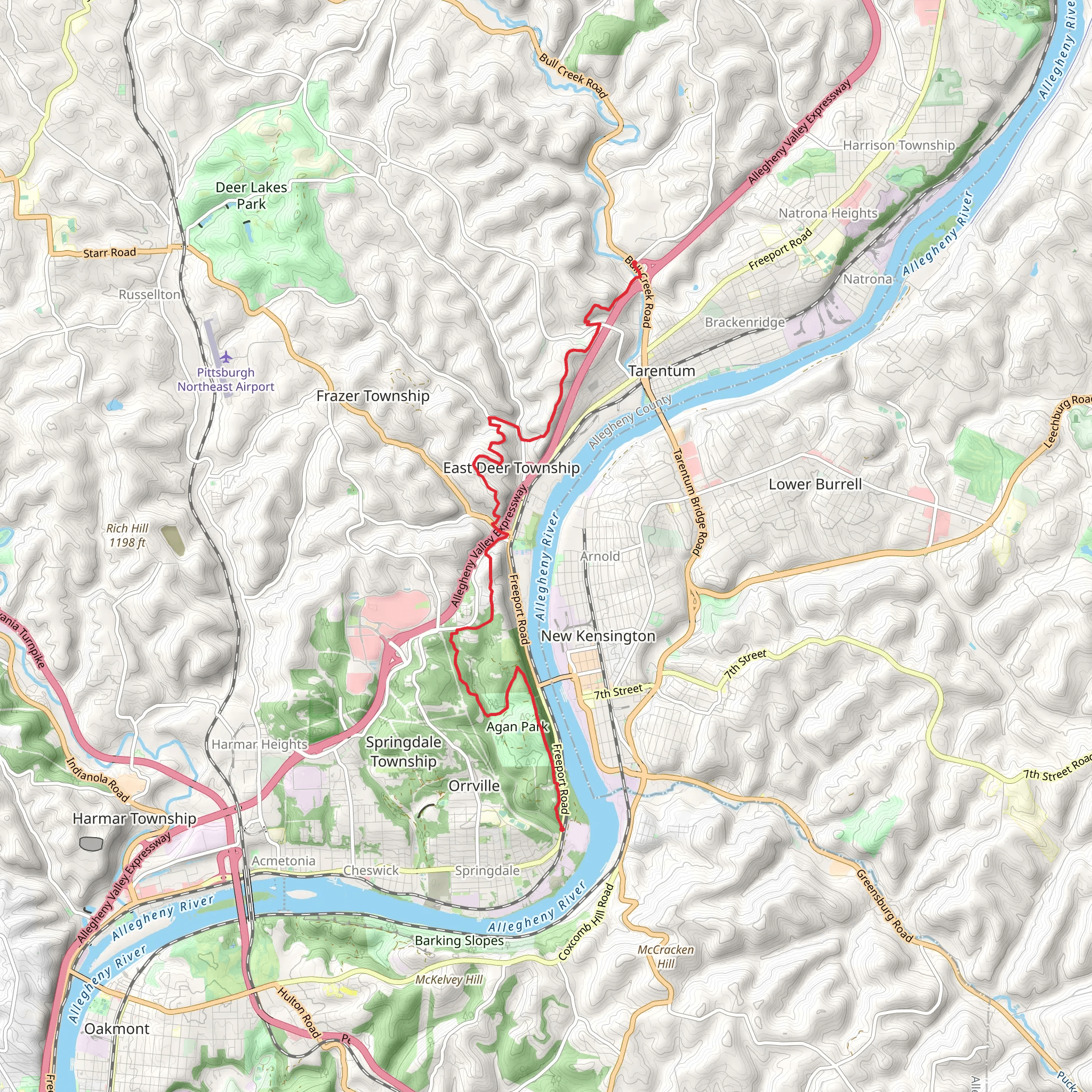 Agan Park from Pittsburgh Street to Bill Creek Road mobile static map