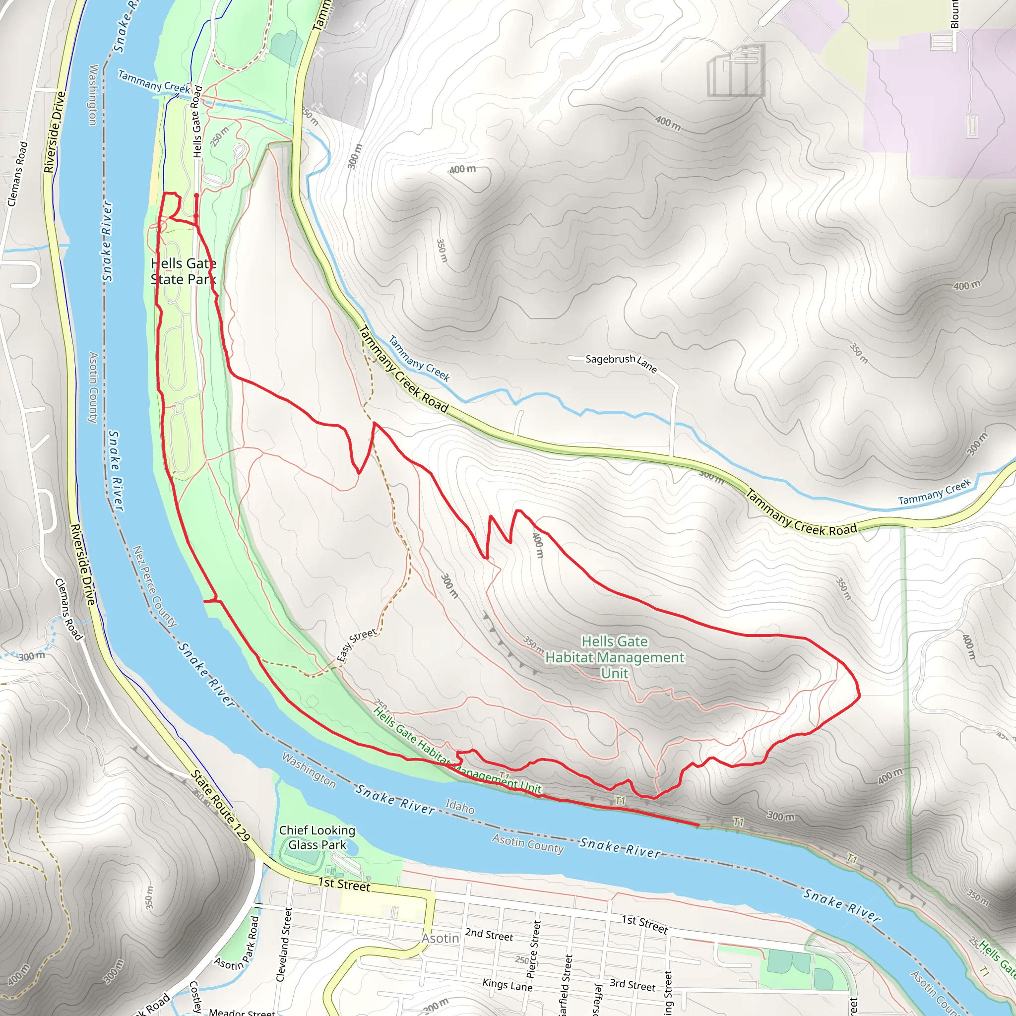 Hells Gate State Park Loop mobile static map