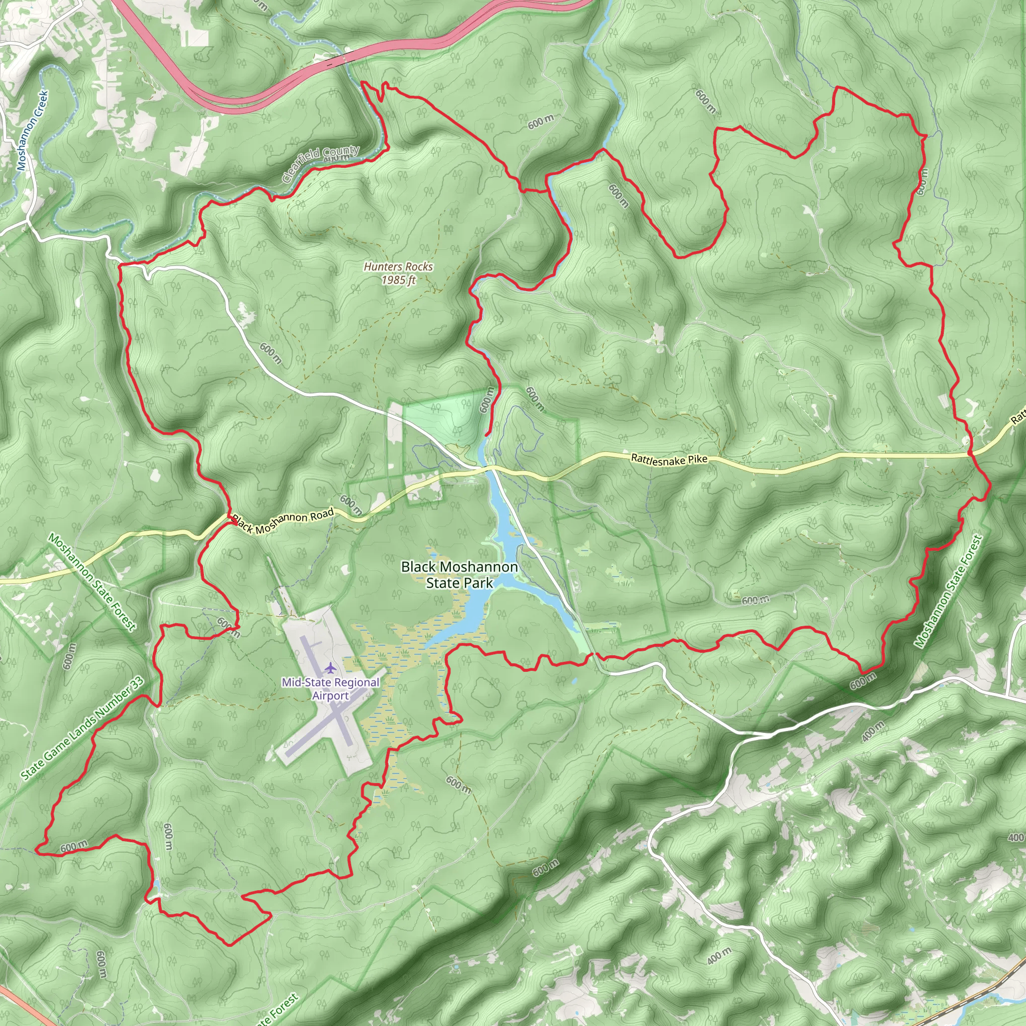 Allegheny Front Trail mobile static map