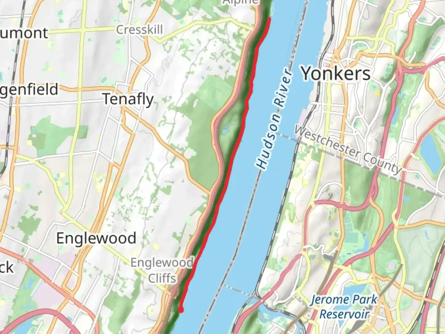 An image depicting the trail Hudson River via Shore Trail - White and its surrounding area.