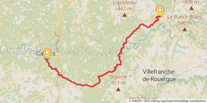 Camino Geneva-Saint Jean Pied du Port stage 7 Map