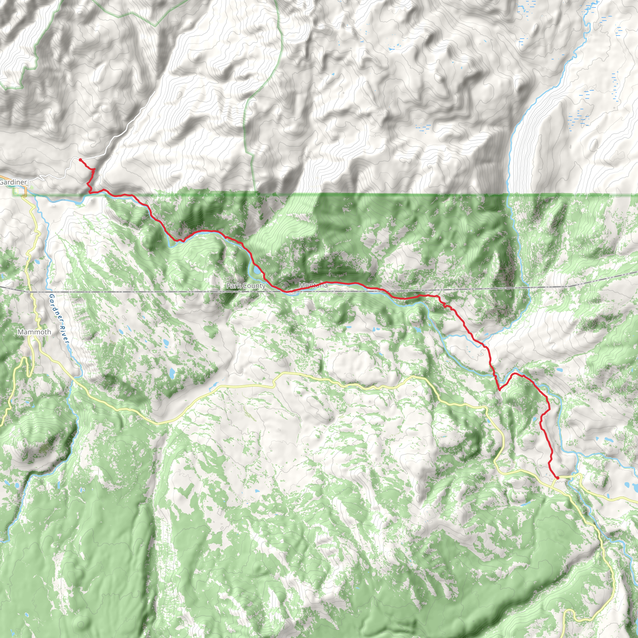 Yellowstone River Trail - Point to Point mobile static map