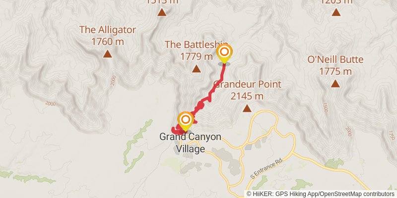 East Tonto Trail via New Hance Trail stage 5 Map