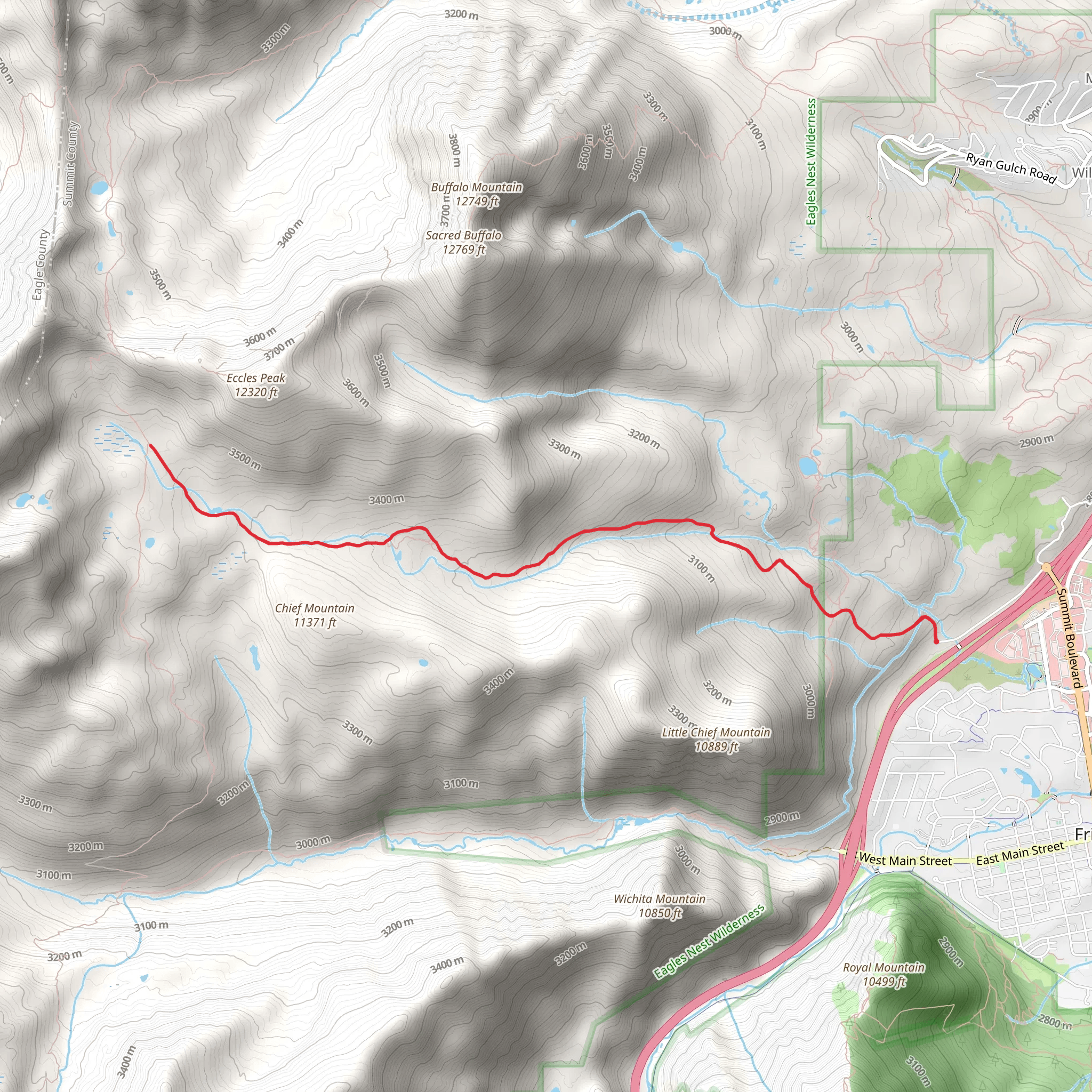Meadow Creek Trail Out and Back mobile static map