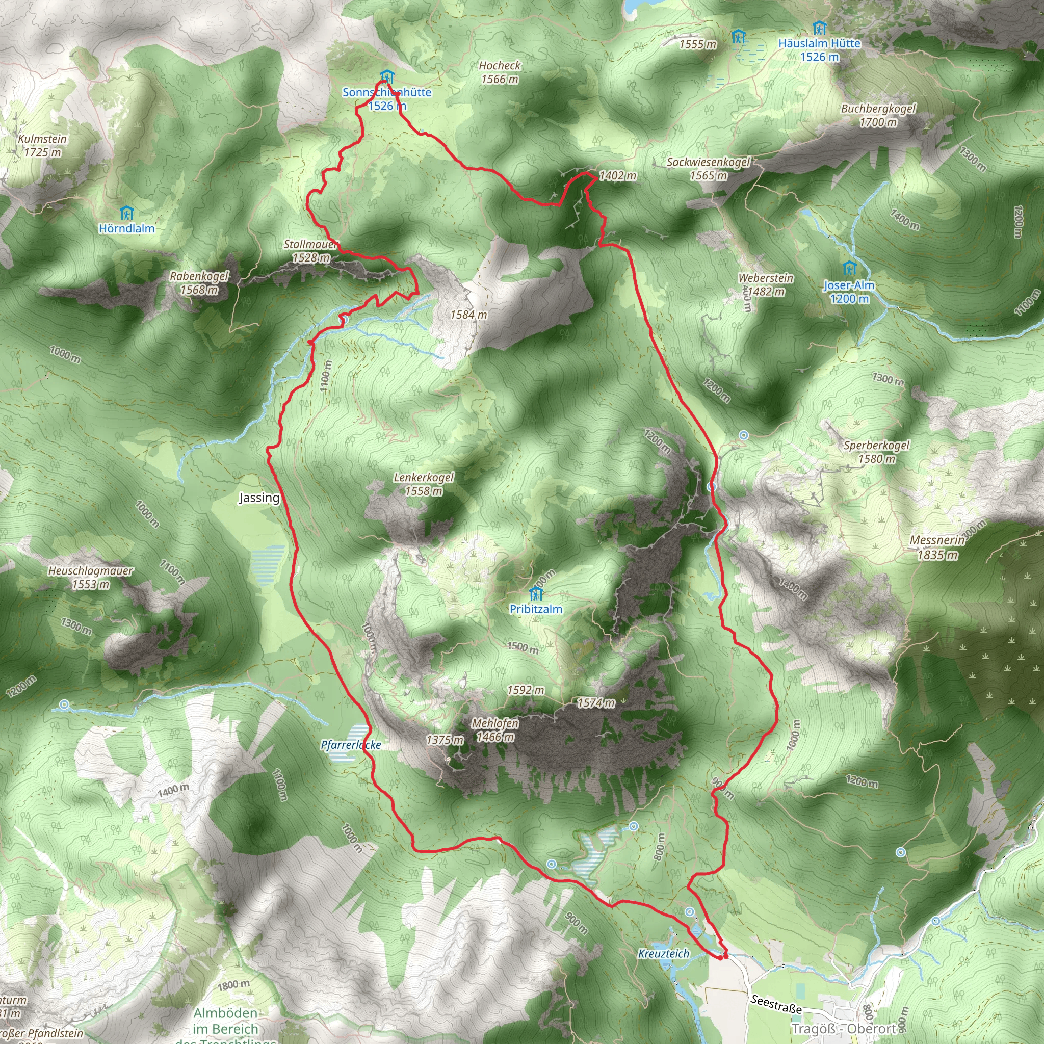 Tragöß to Sonnschienalm Loop mobile static map