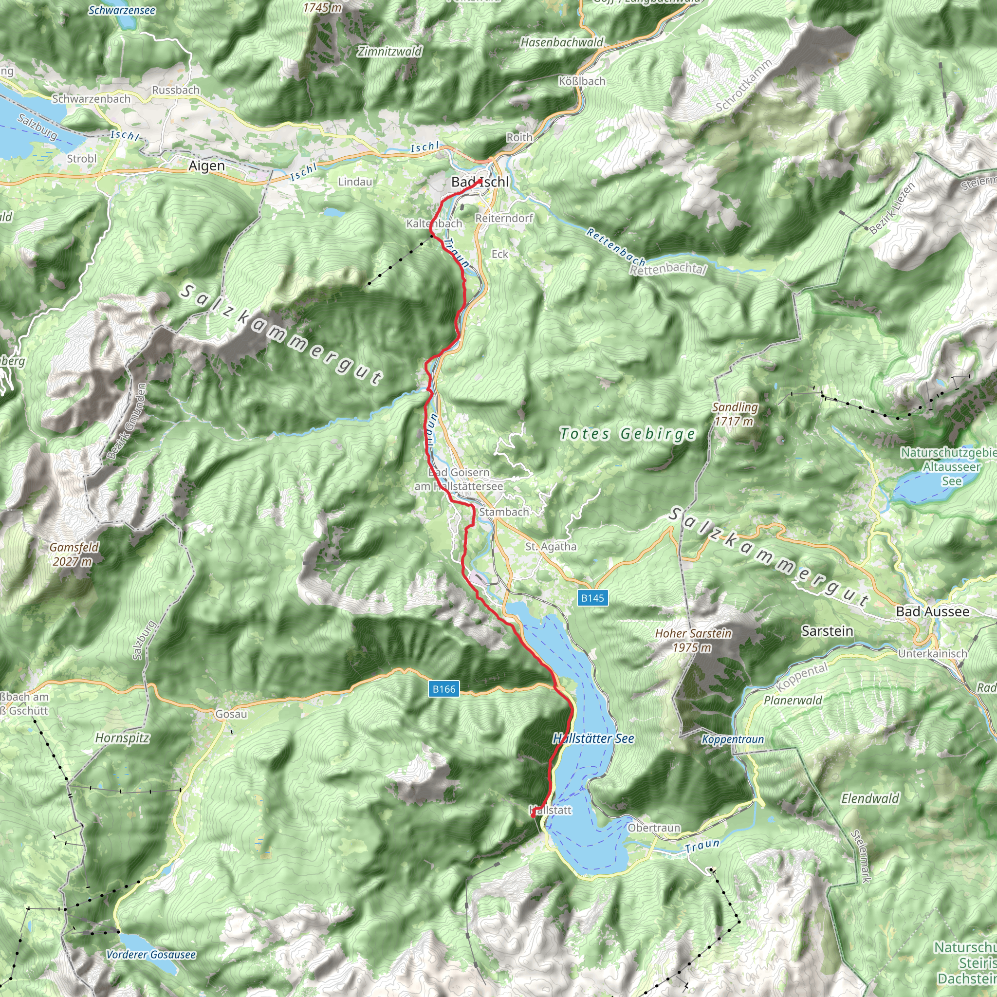 Hallstatt to Bad Ischl mobile static map