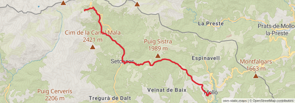 GR 11 Senda Pirenaica Cataluña stage 19 Map