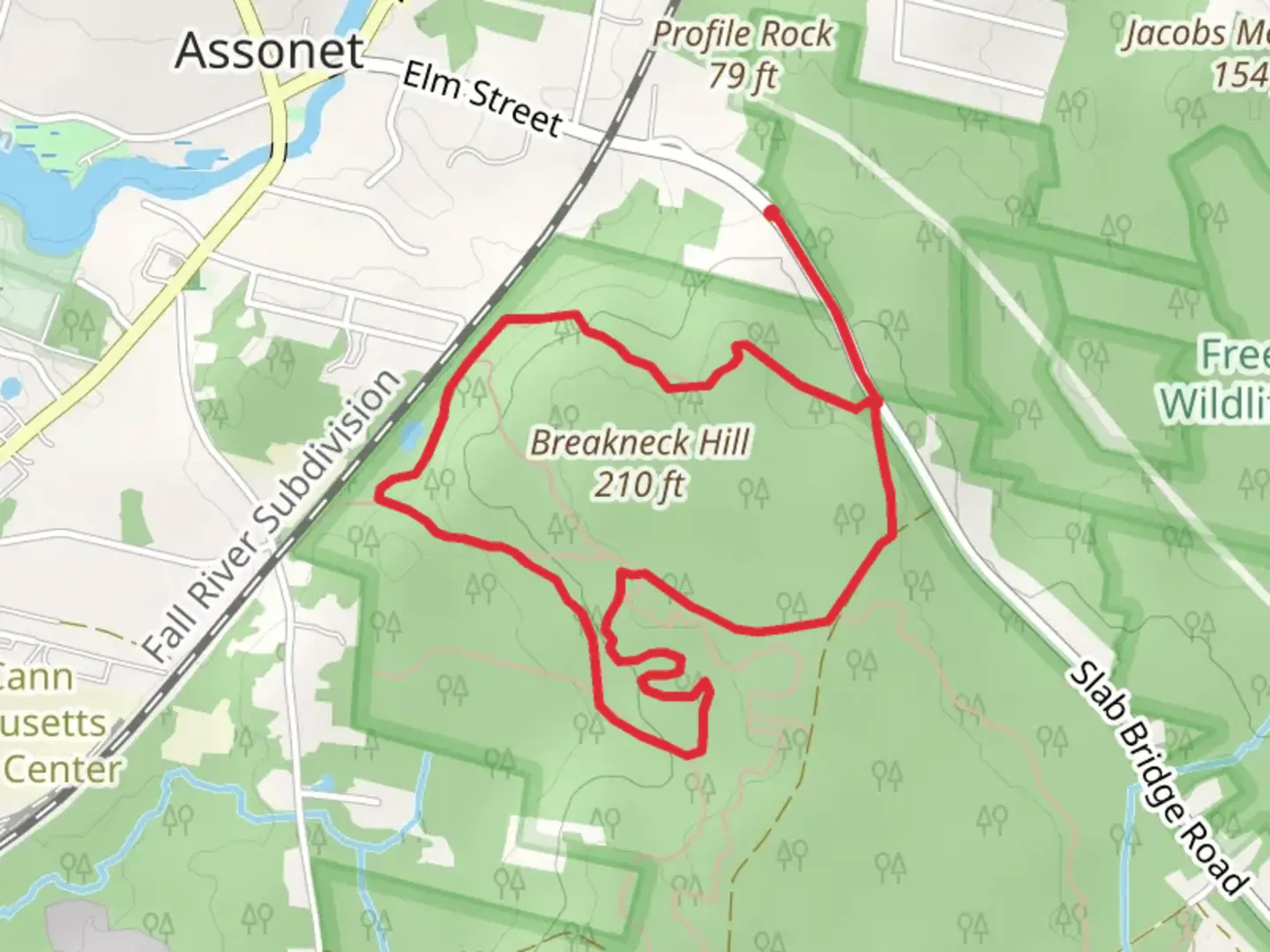 An image depicting the trail Breakneck Hill Loop Trail and its surrounding area.