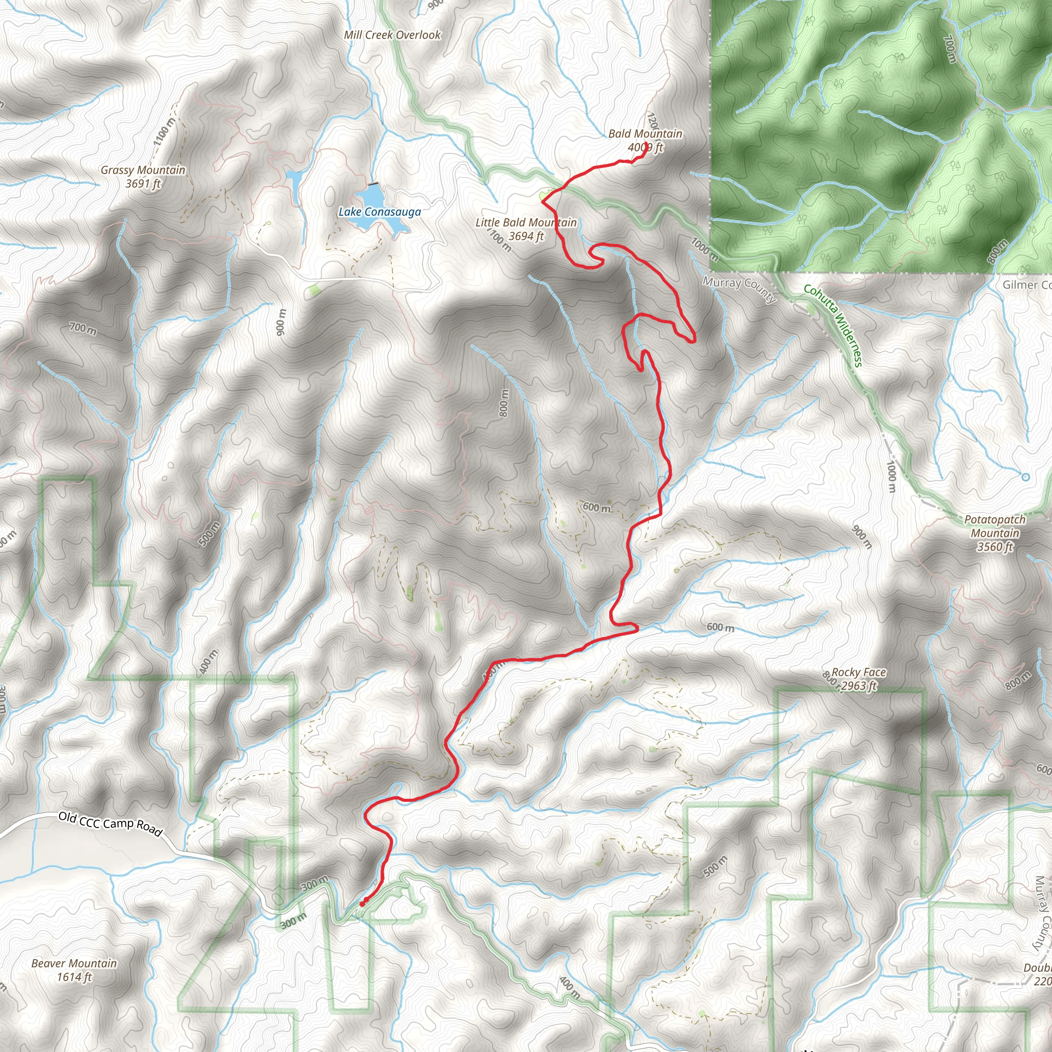 Bald Mountain via Emery Creek Trail mobile static map