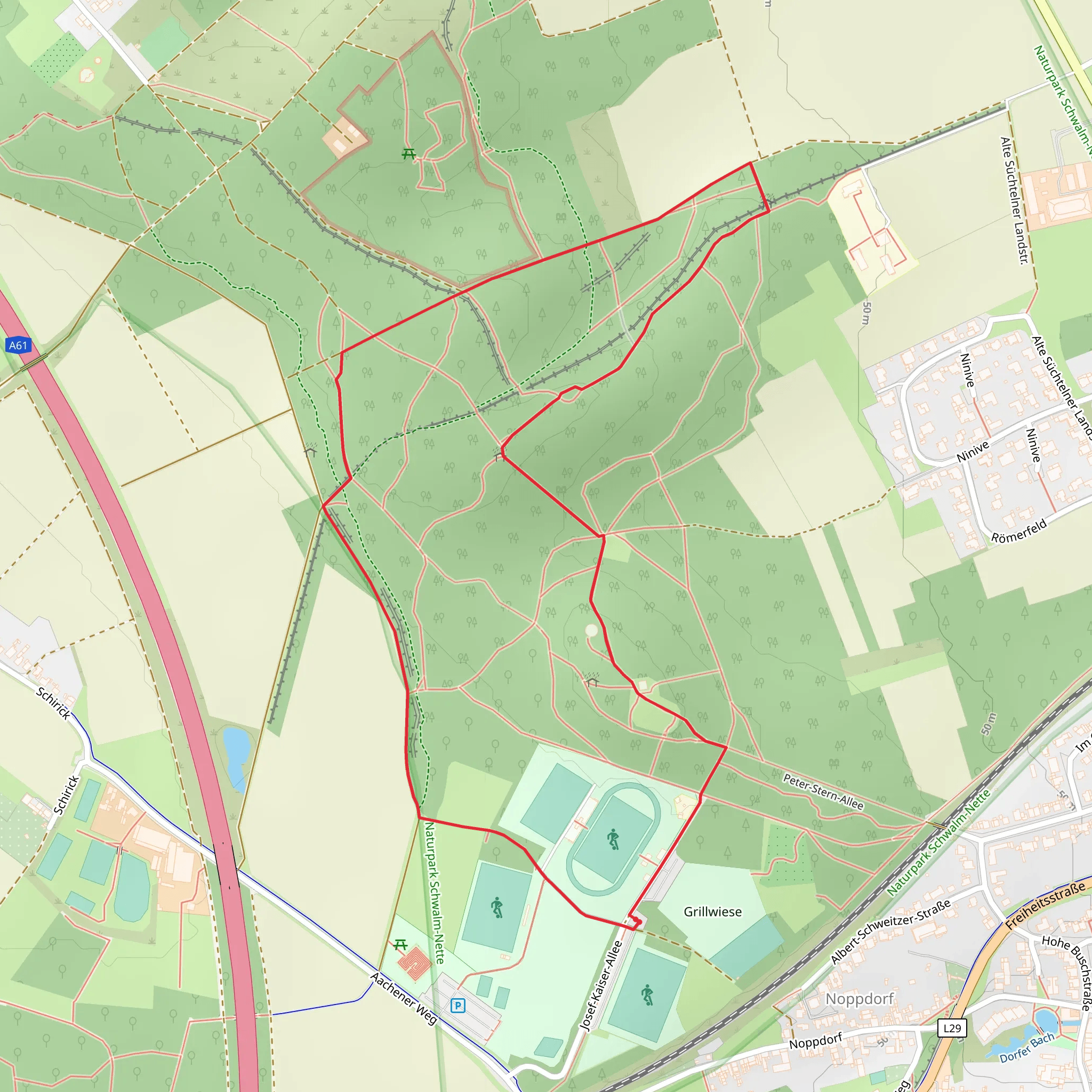 X10 Rhein Rur Weg and Irmagardispfad Loop - Am Hohen Busch mobile static map