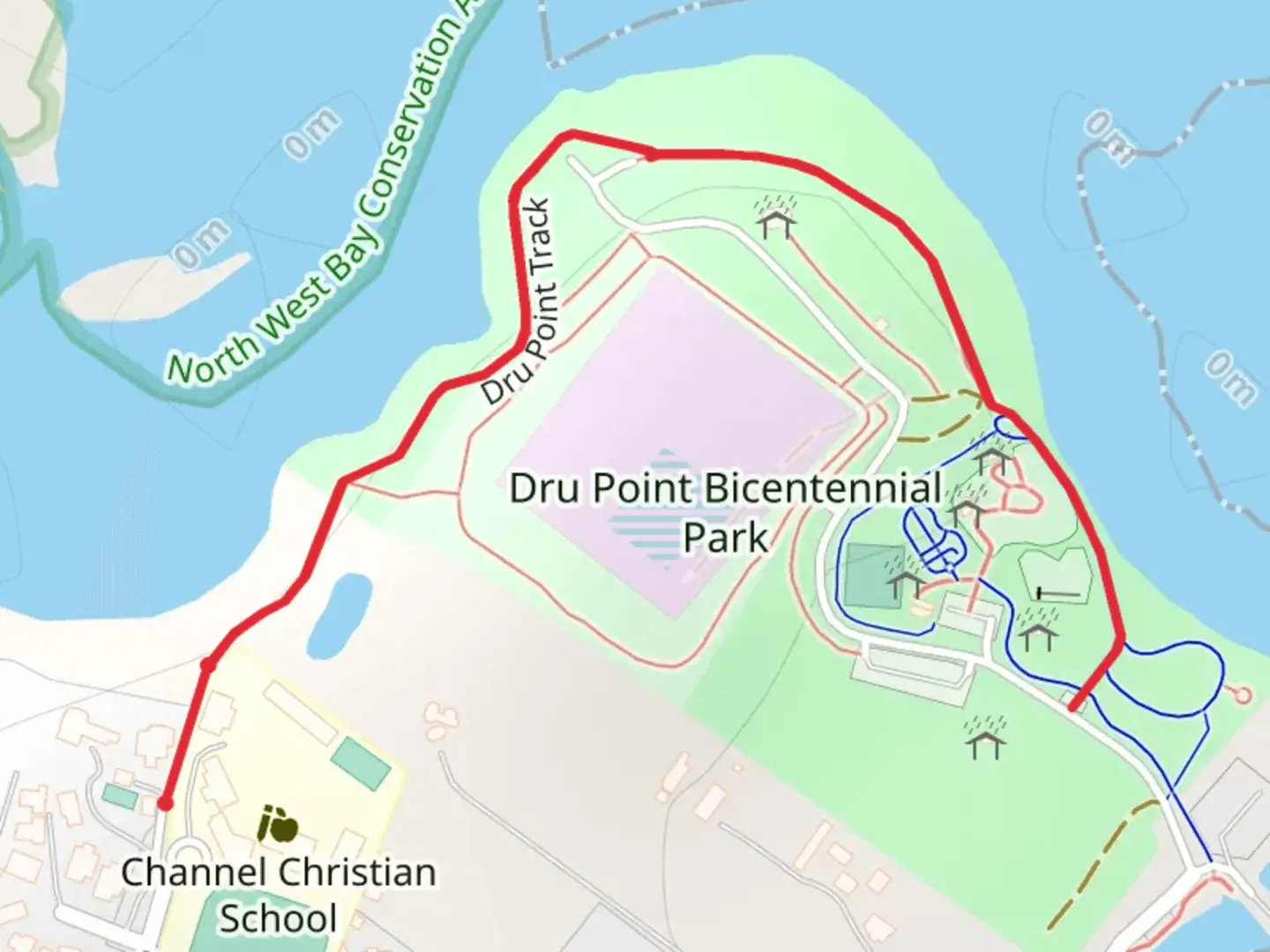 An image depicting the trail Dru Point Track and its surrounding area.
