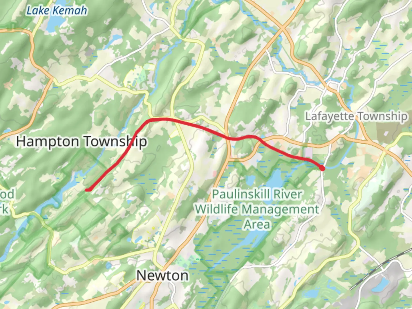 An image depicting the trail Paulinskill Valley Trail Out and Back and its surrounding area.