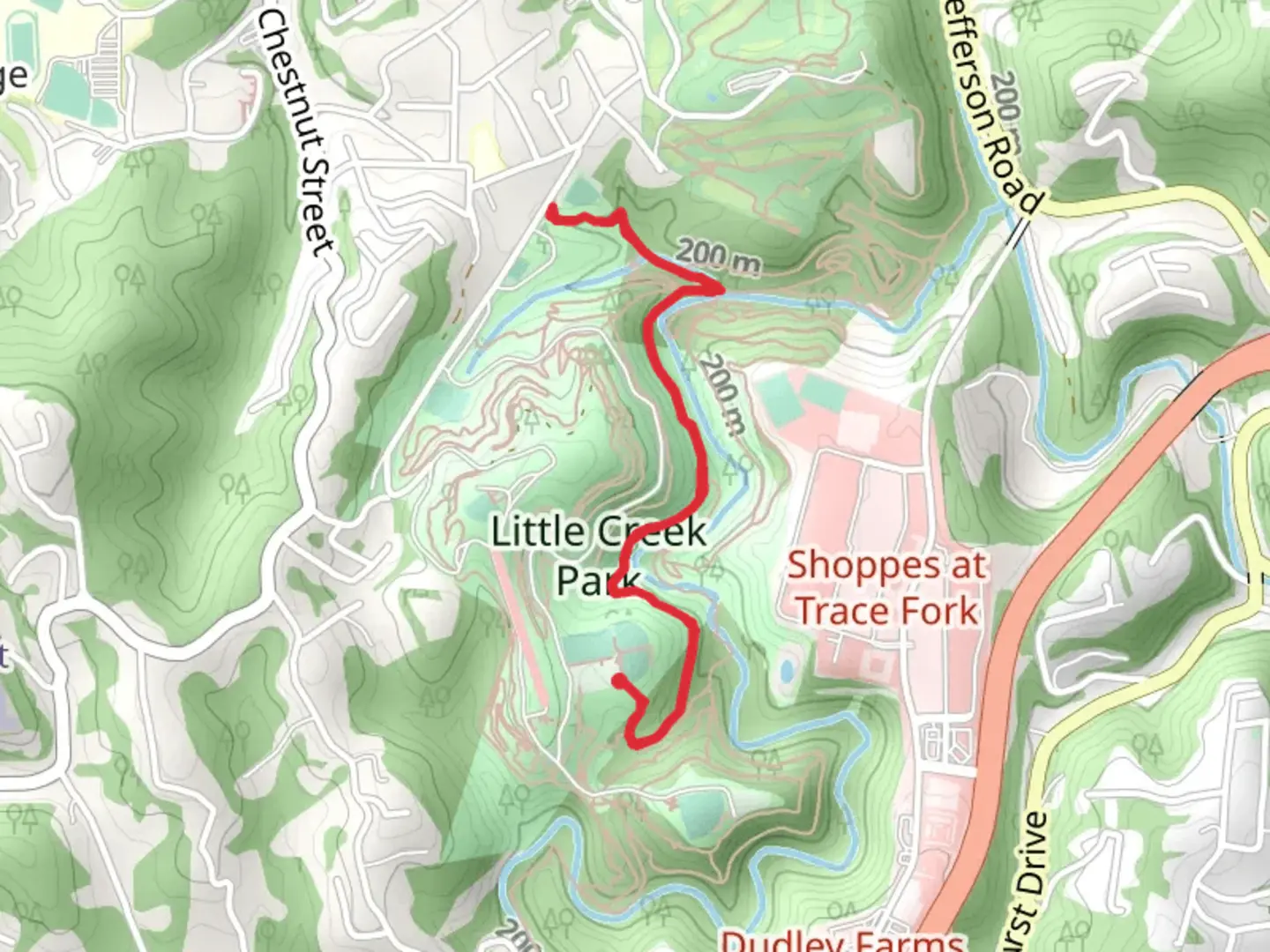 An image depicting the trail Highway and Ball Field Trail and its surrounding area.