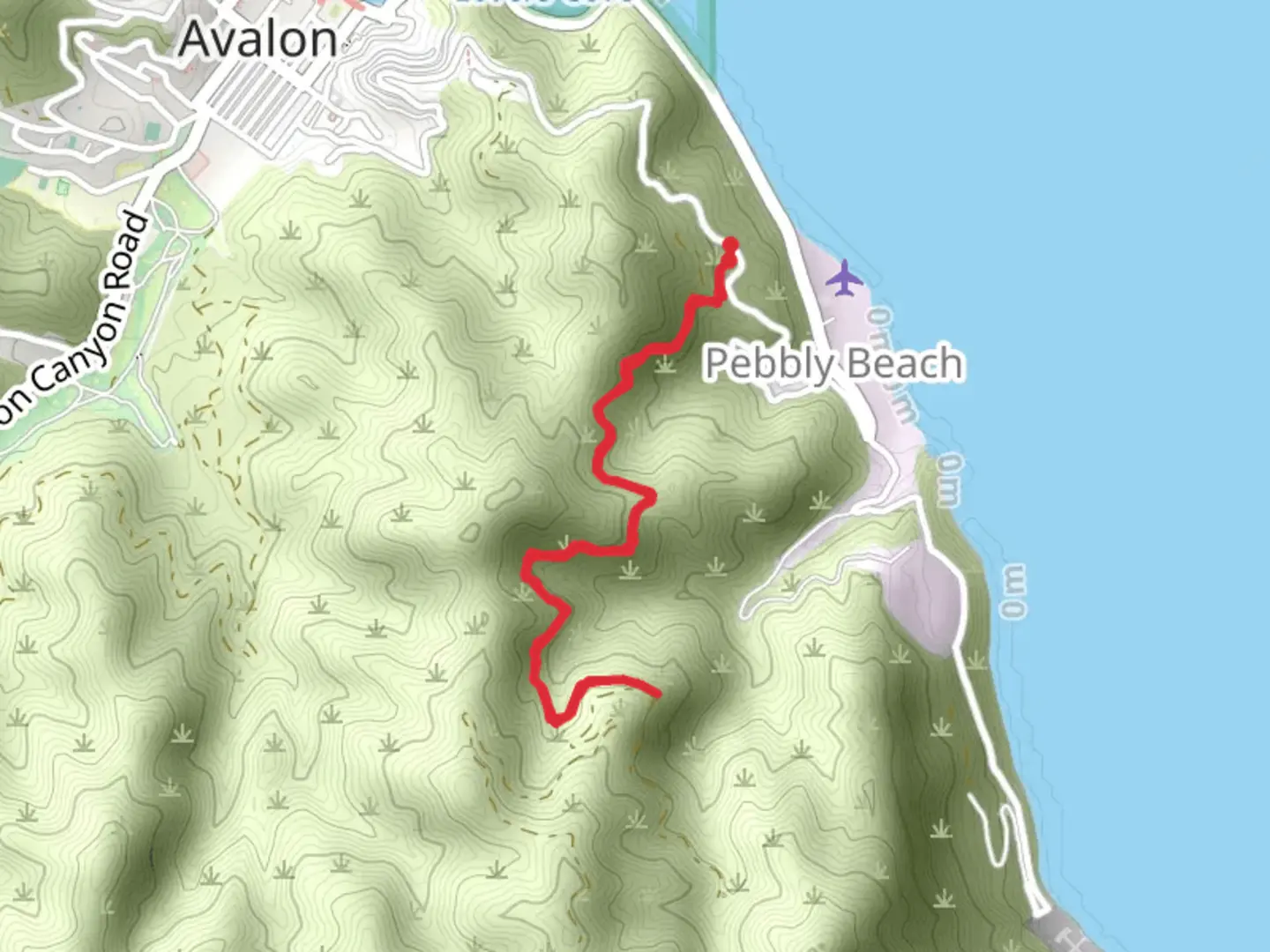 An image depicting the trail Trans Catalina Trail - Pebbly Beach and its surrounding area.