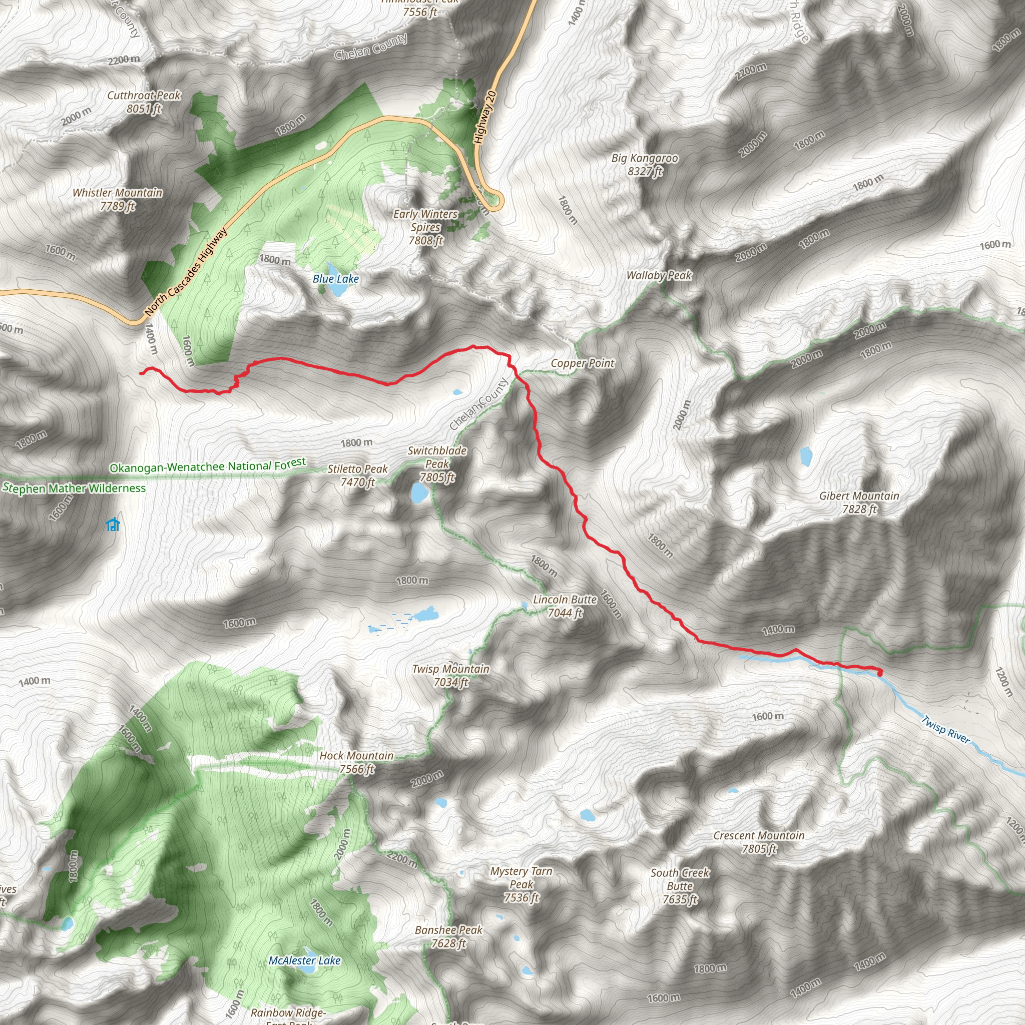 Copper Pass Trail via Twisp Pass Trail mobile static map