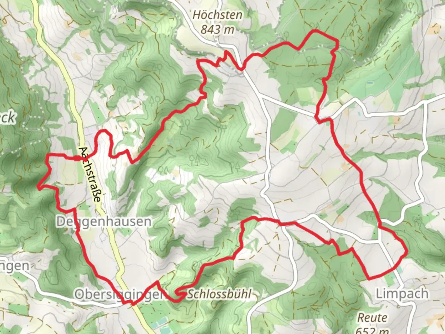 An image depicting the trail Deggenhausen and Rubacker Loop and its surrounding area.