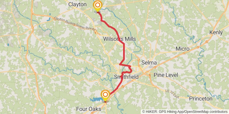 Mountains-to-Sea Trail stage 62 Map