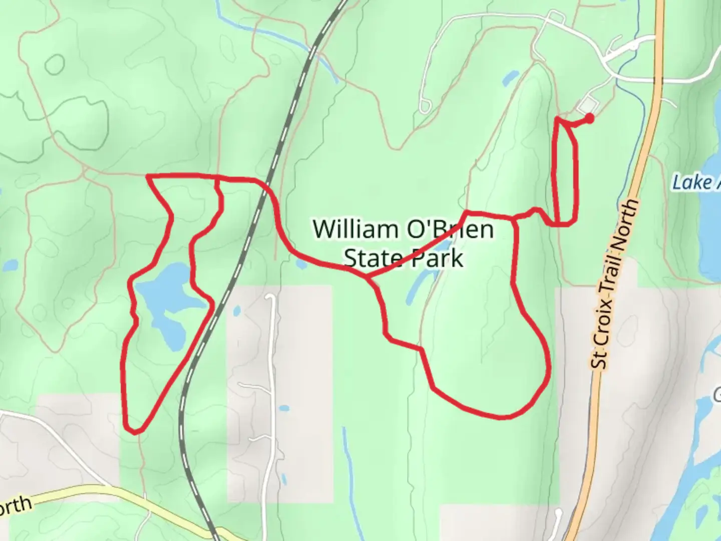 An image depicting the trail Wetland and Prairie Overlook Loop Trail - William O'Brien State Park and its surrounding area.