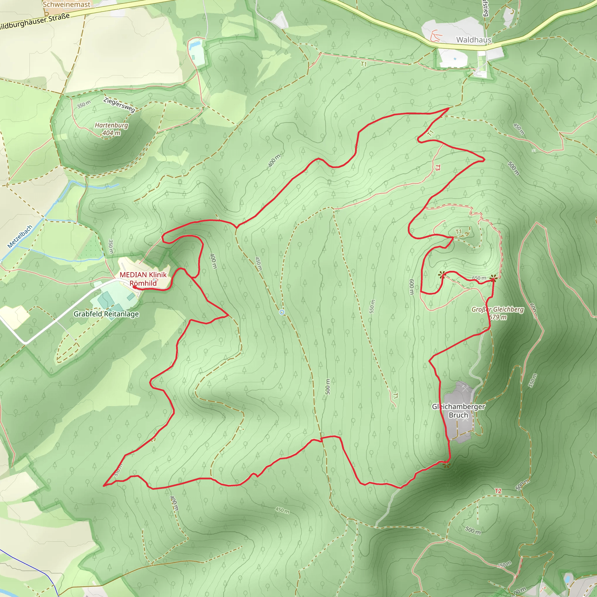 Gleichamberger Bruch and Kleiner and Großer Loop mobile static map