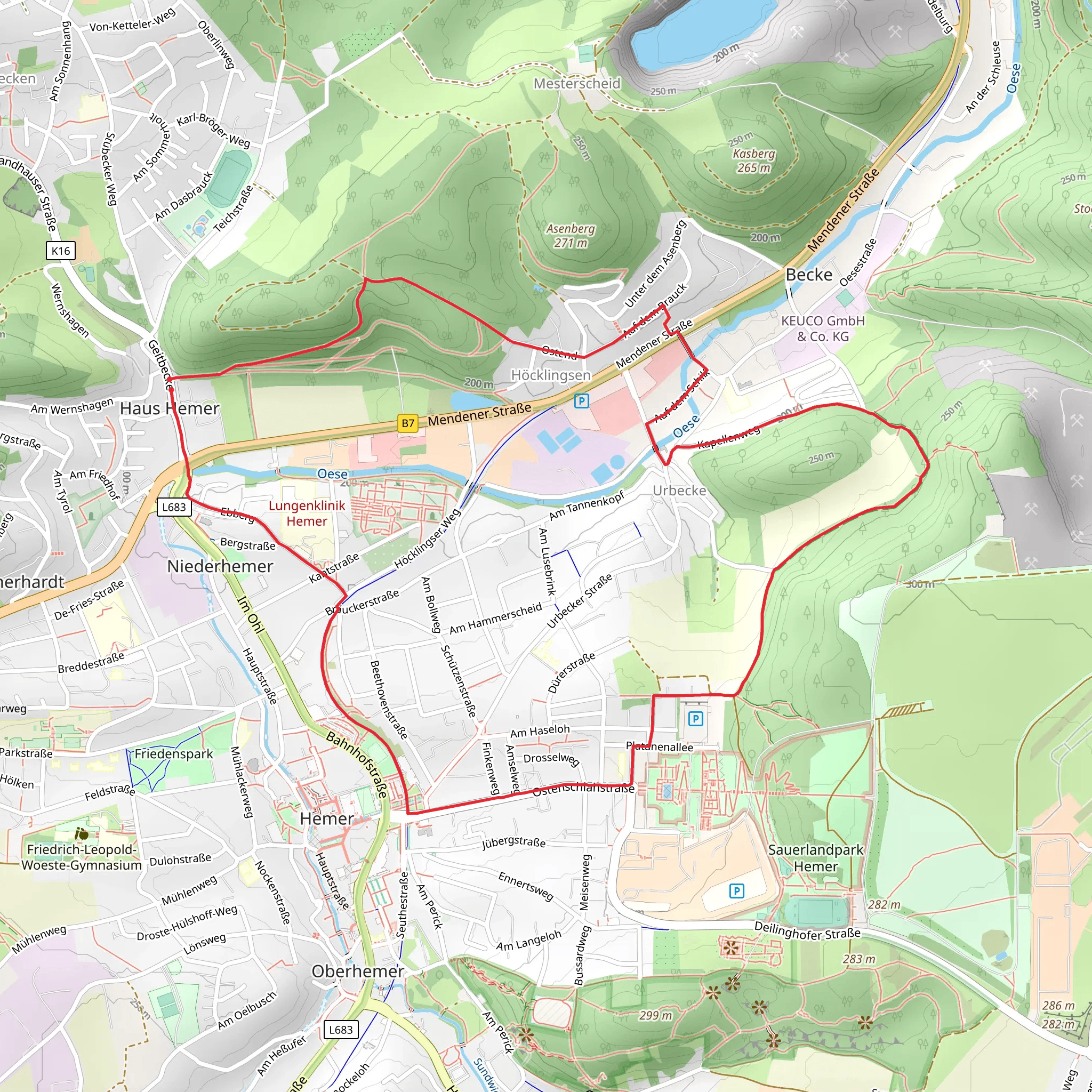Haus Hemer Hoecklingen and Kapellenweg mobile static map