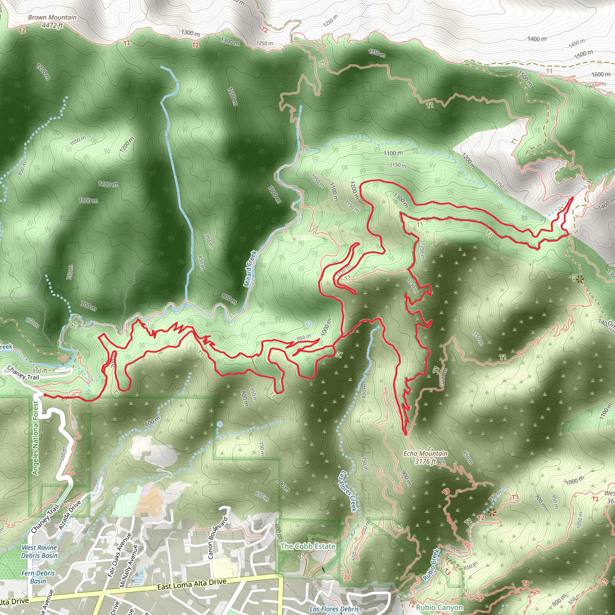Sunset Ridge Trail and Middle Sam Merrill Trail Loop mobile static map