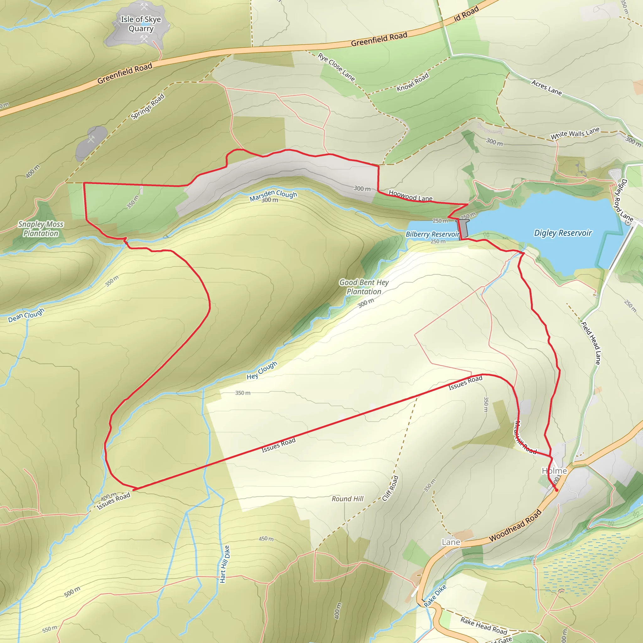 Hike from Holme mobile static map