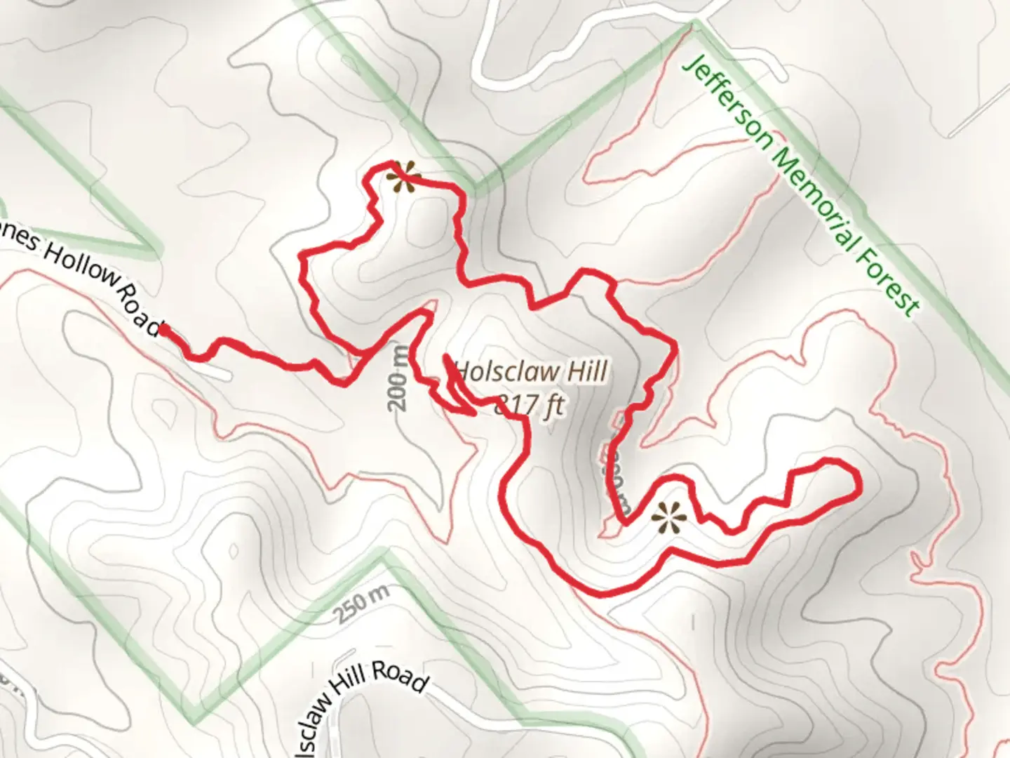 An image depicting the trail Holsclaw Hill and Coral Ridge Loop Trail and its surrounding area.