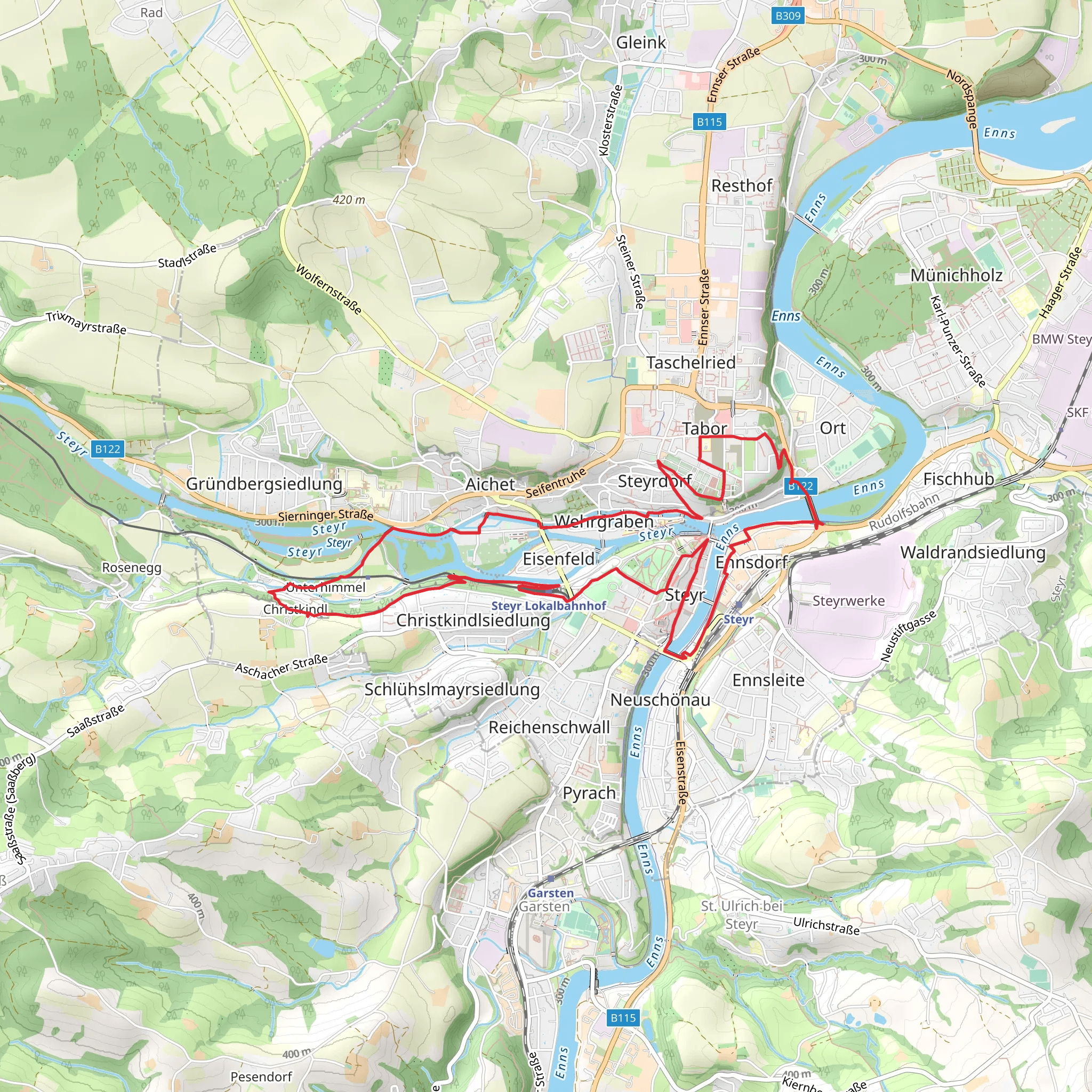 Steyr - Christkindl Loop mobile static map