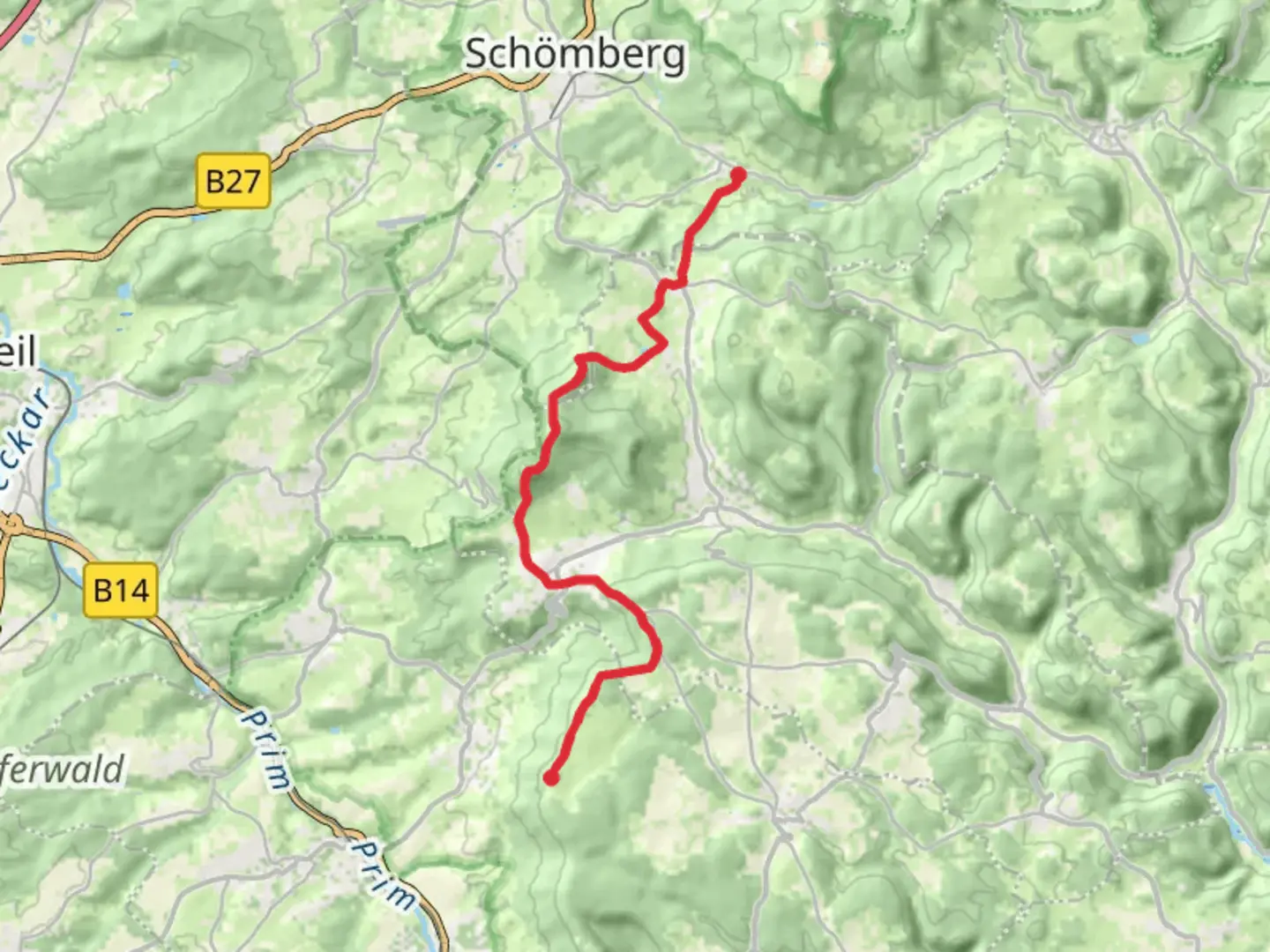 An image depicting the trail Ratshausen to Klippeneck Walk and its surrounding area.