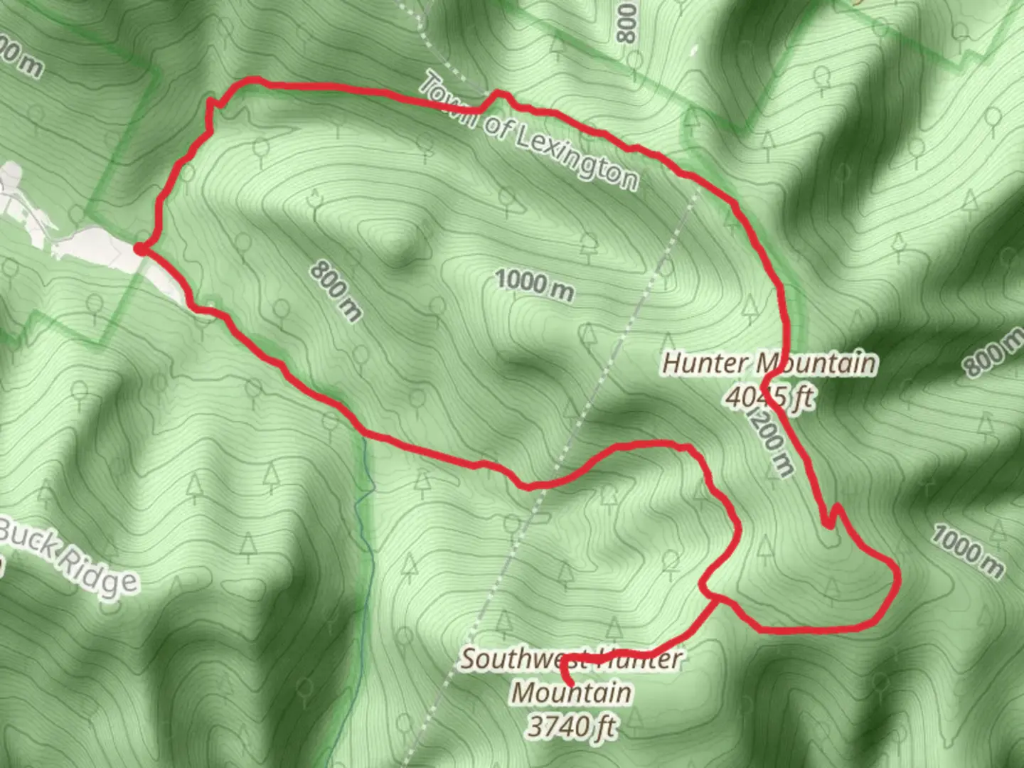 An image depicting the trail Hunter Mountain via Devil's Path and Spruceton Trail and its surrounding area.