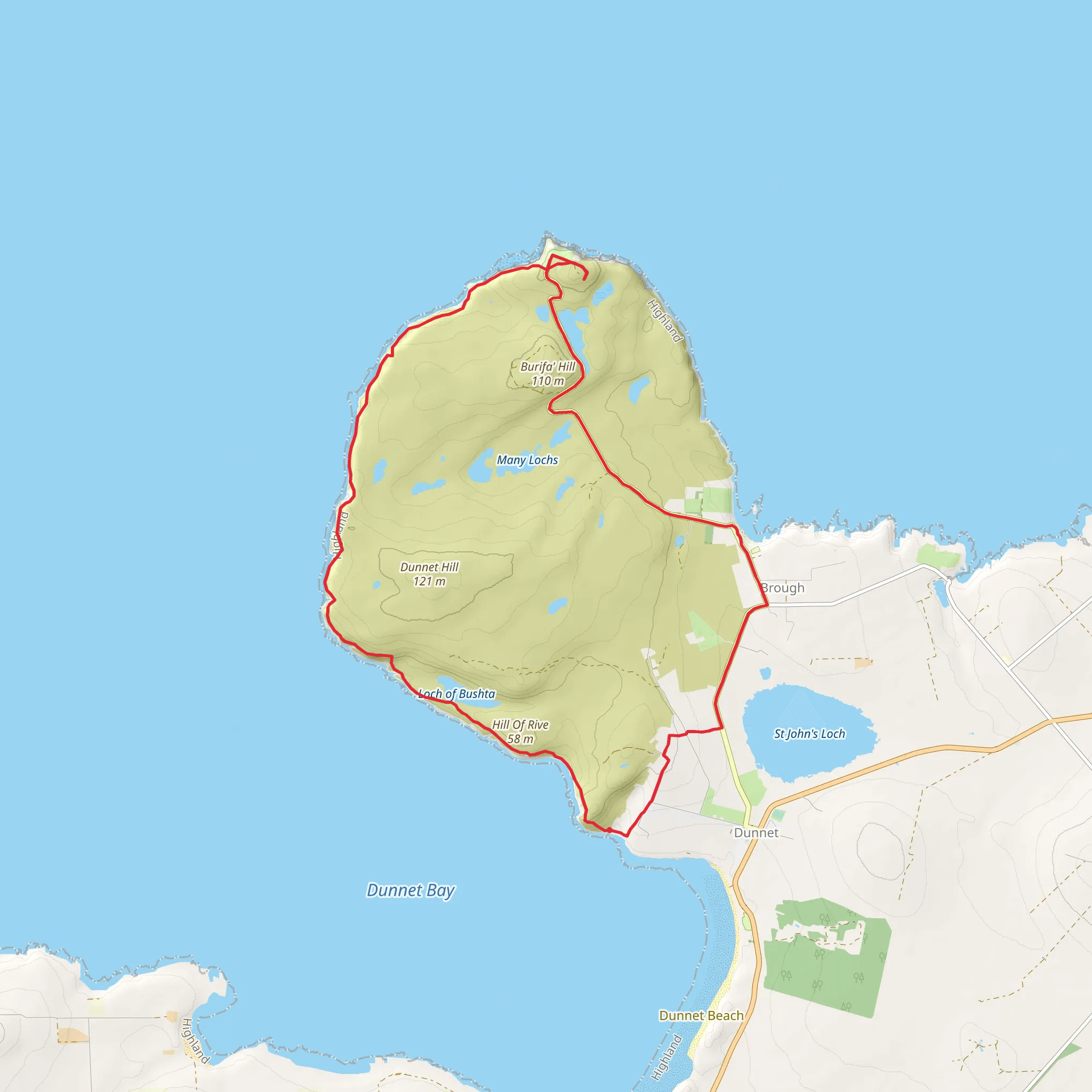 Dunnet Head Loop via Loch of Bushta mobile static map