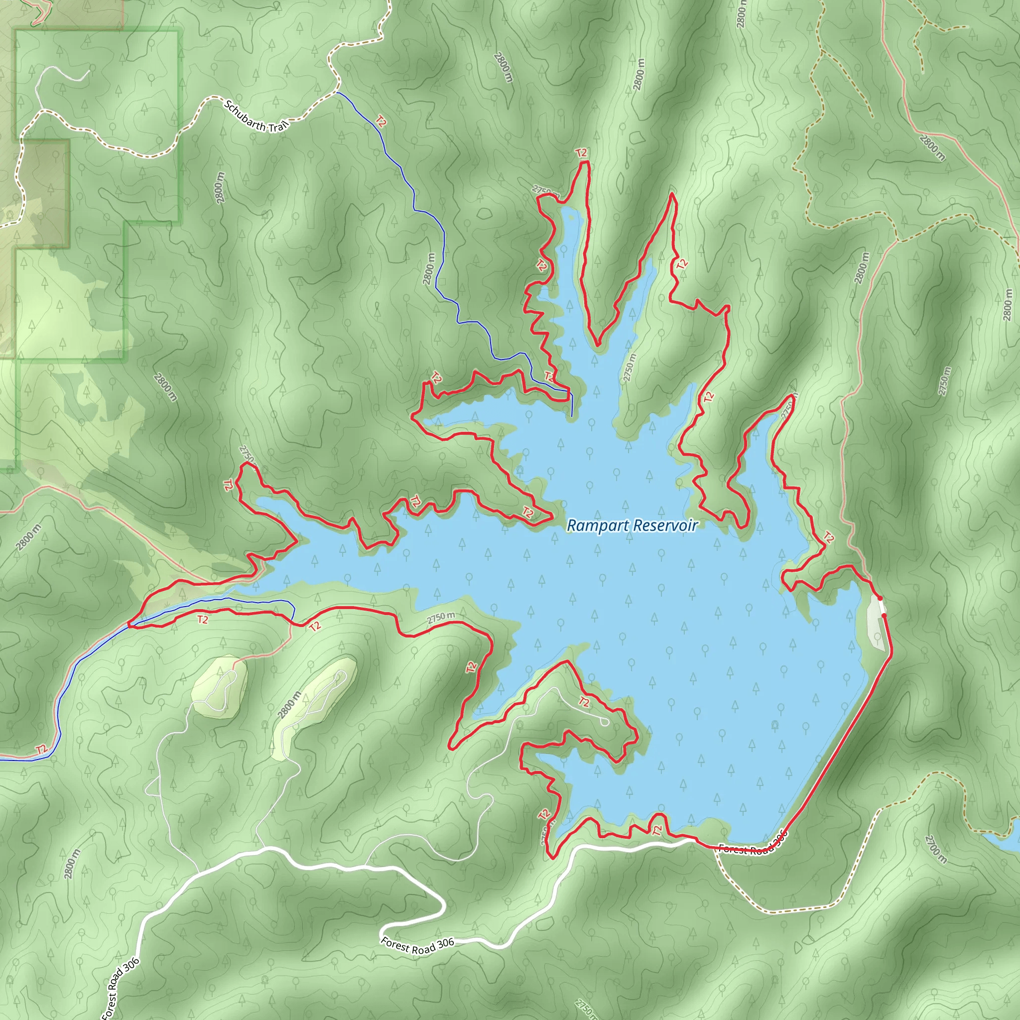 Rampart Reservoir Trail mobile static map