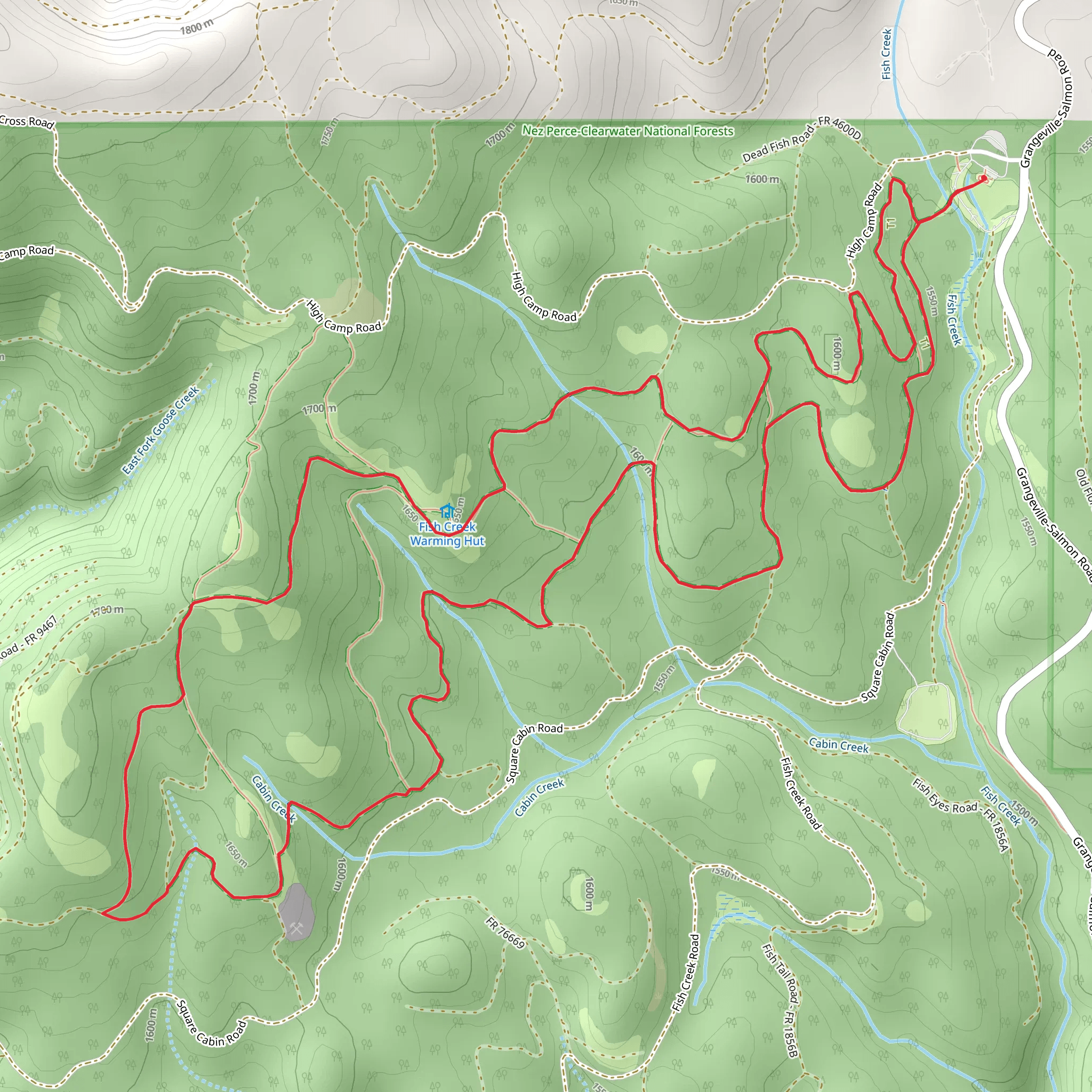 Baked Fish and Fish Creek Loop Trail mobile static map