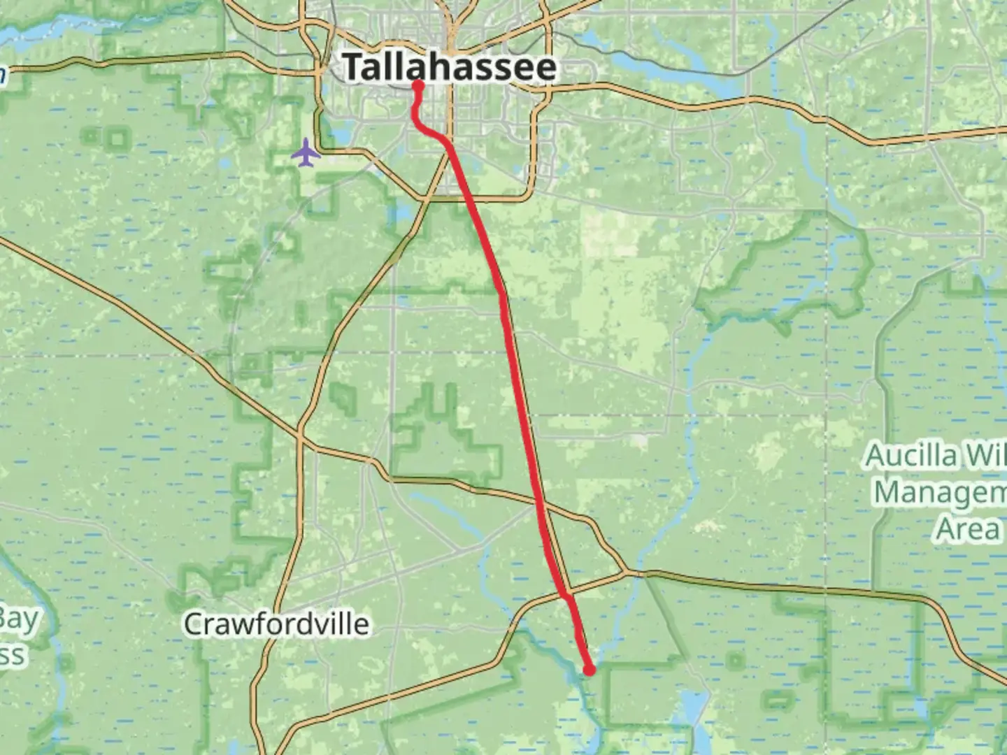 An image depicting the trail Tallahassee-Saint Marks Historic Railroad State Trail and its surrounding area.