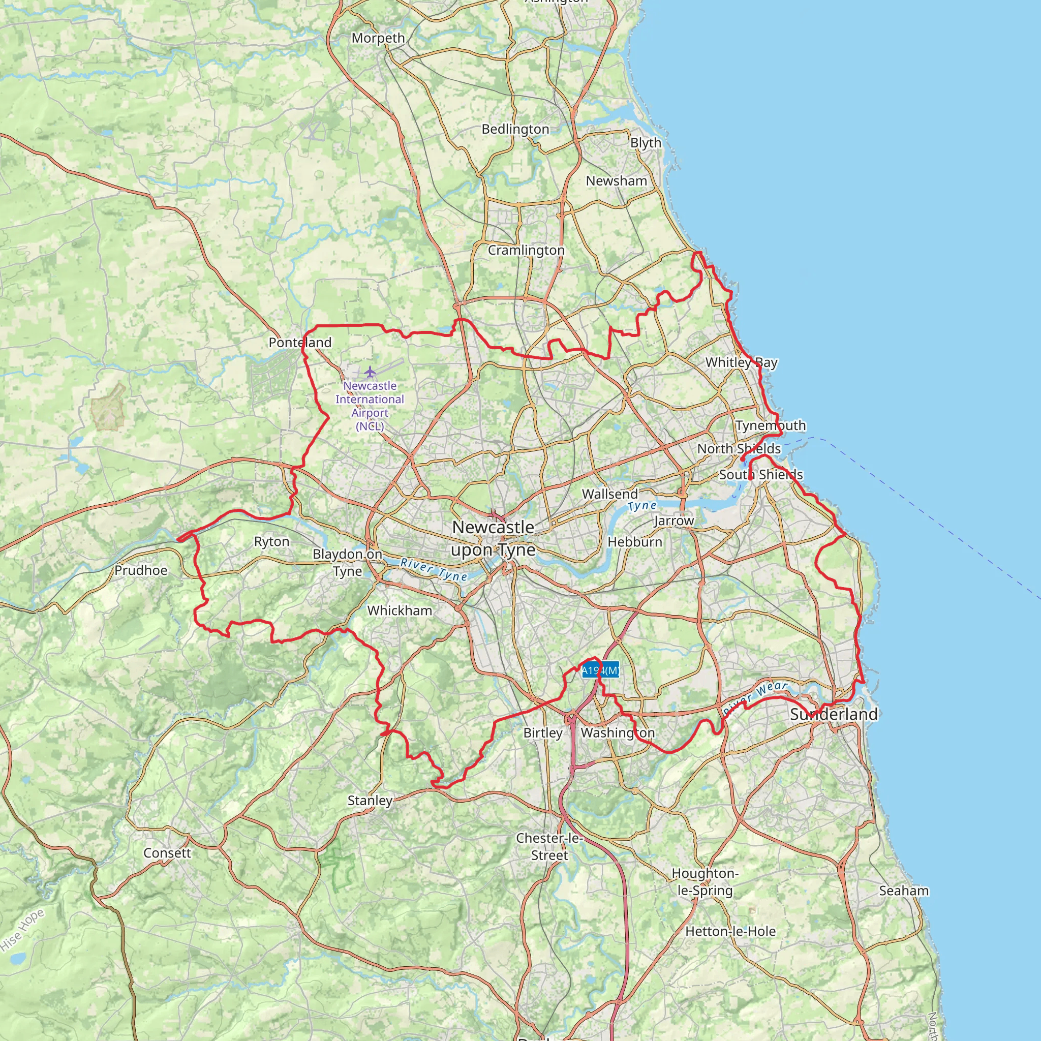 Tyne and Wear Heritage Way mobile static map