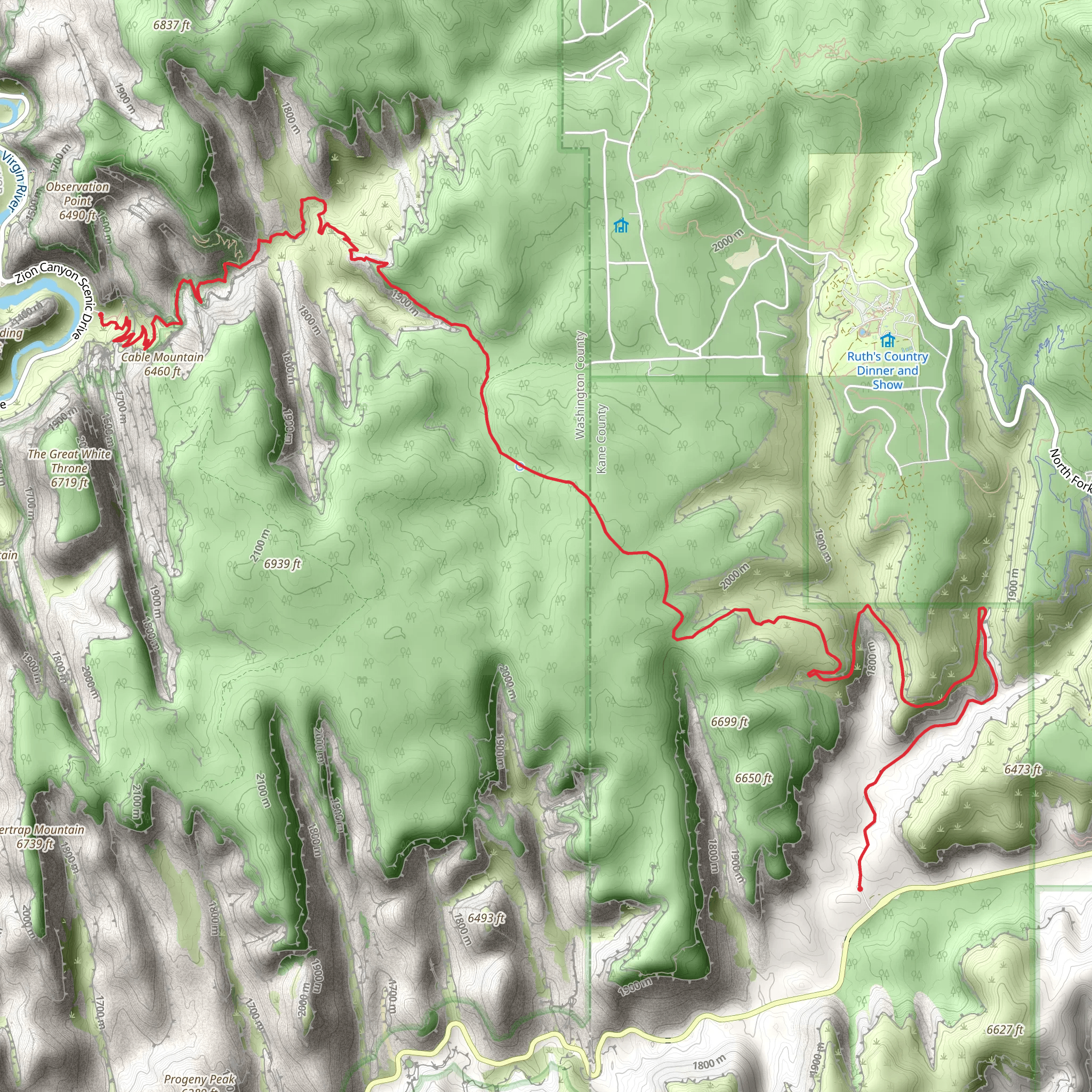 East Rim Trail mobile static map