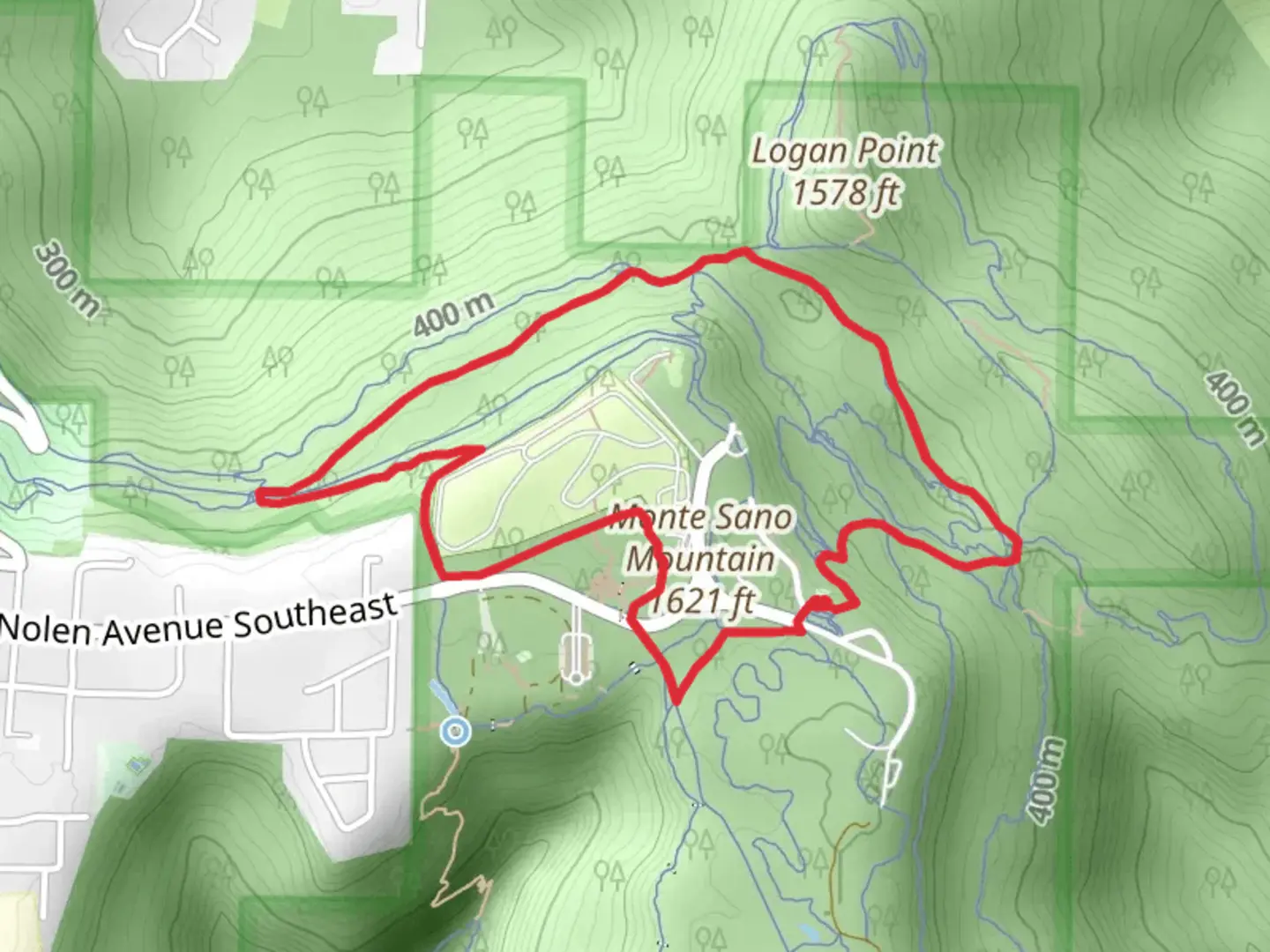 An image depicting the trail Sinks, Mountain Mist and Firetower Loop Trail and its surrounding area.