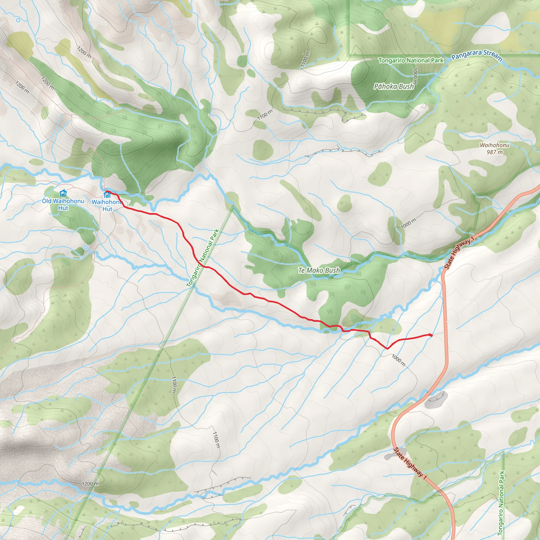 Historic Waihohonu Hut Track mobile static map