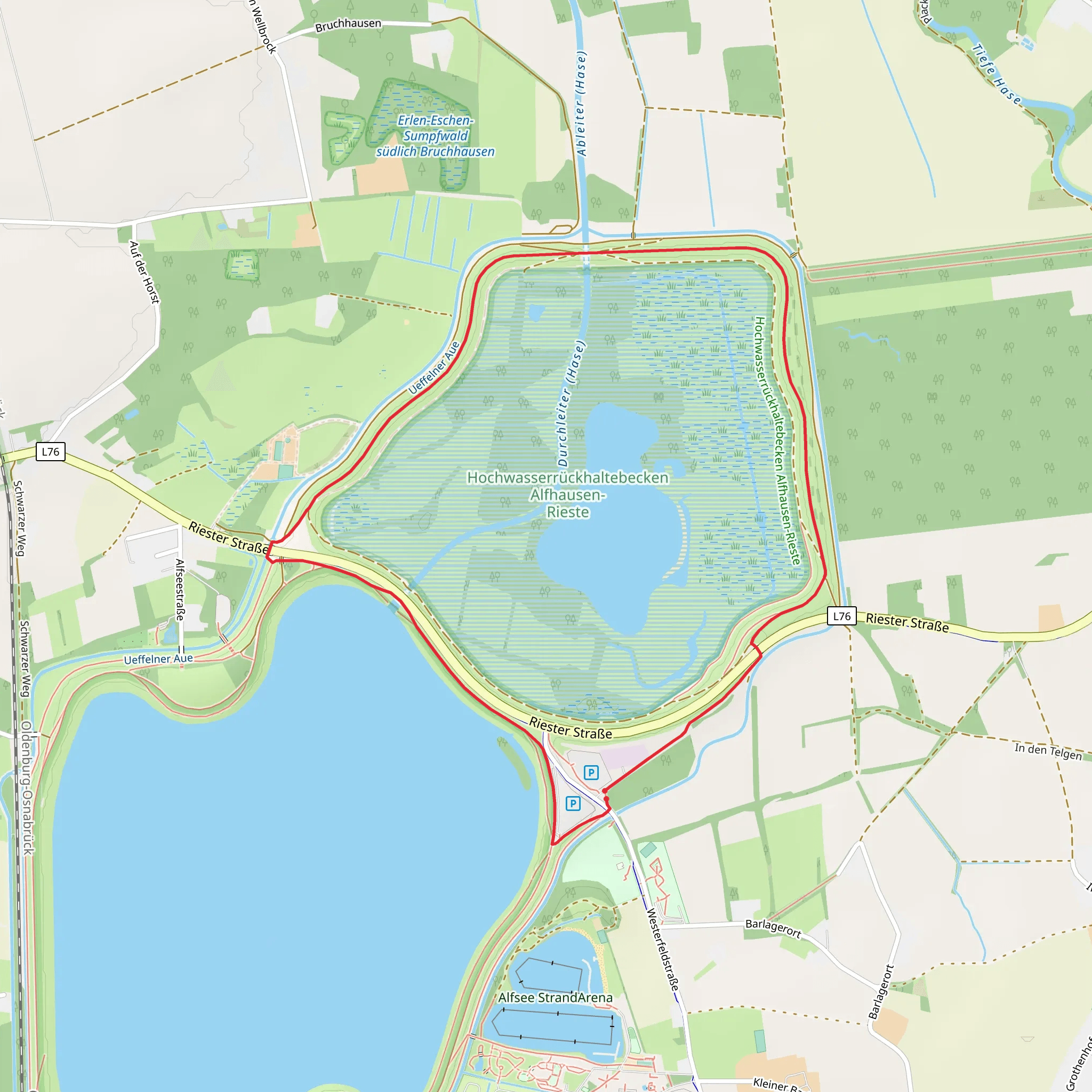 Reservebecken Alfhausen Rieste Loop via Bersenbruecker Land Weg mobile static map