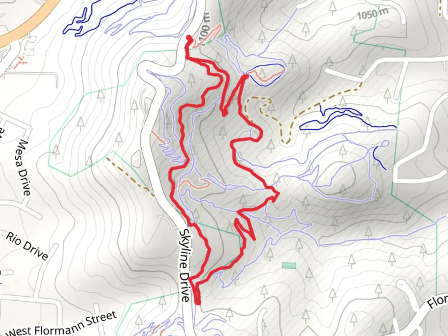 An image depicting the trail Skyline and Amohitheater Loop and its surrounding area.
