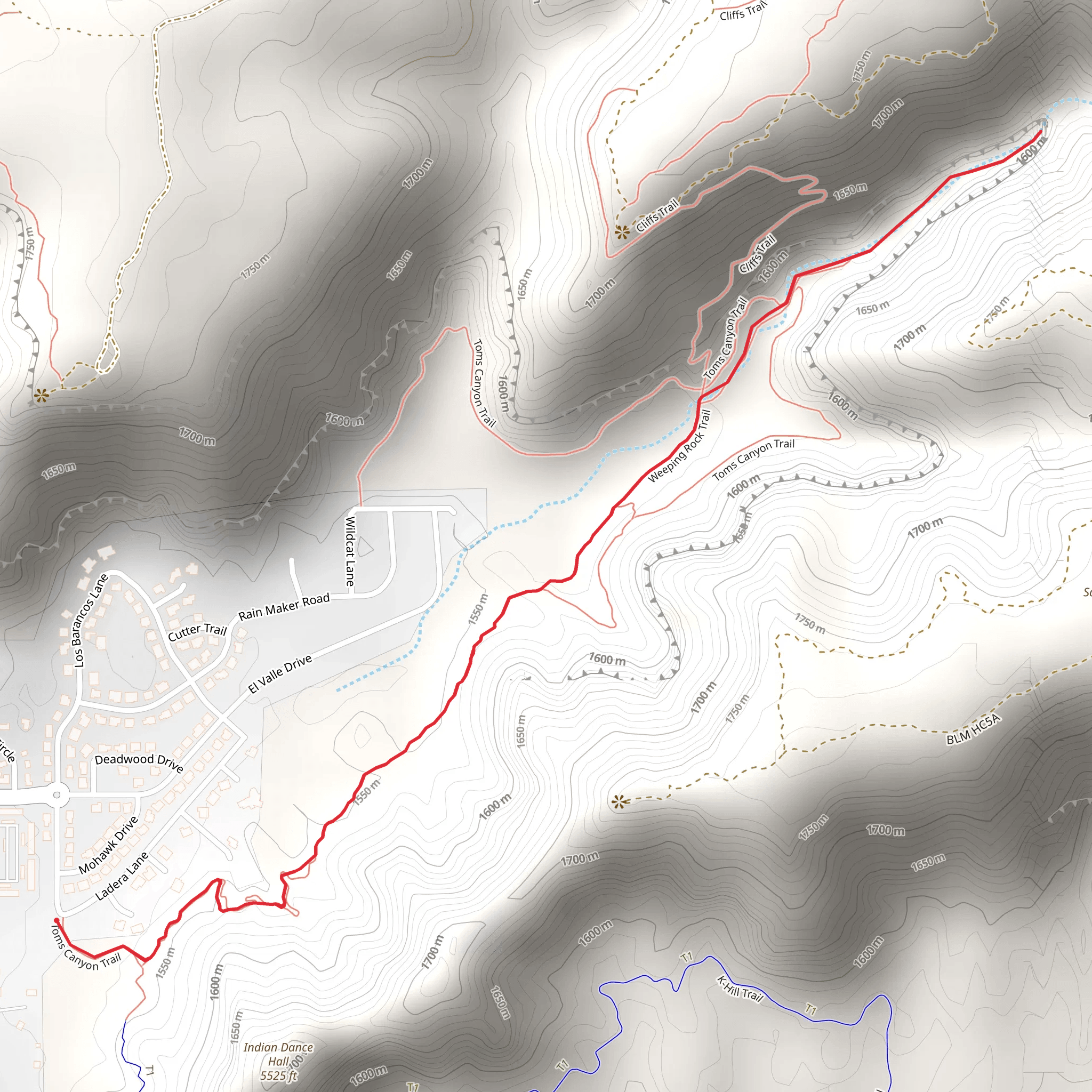 Toms Canyon mobile static map